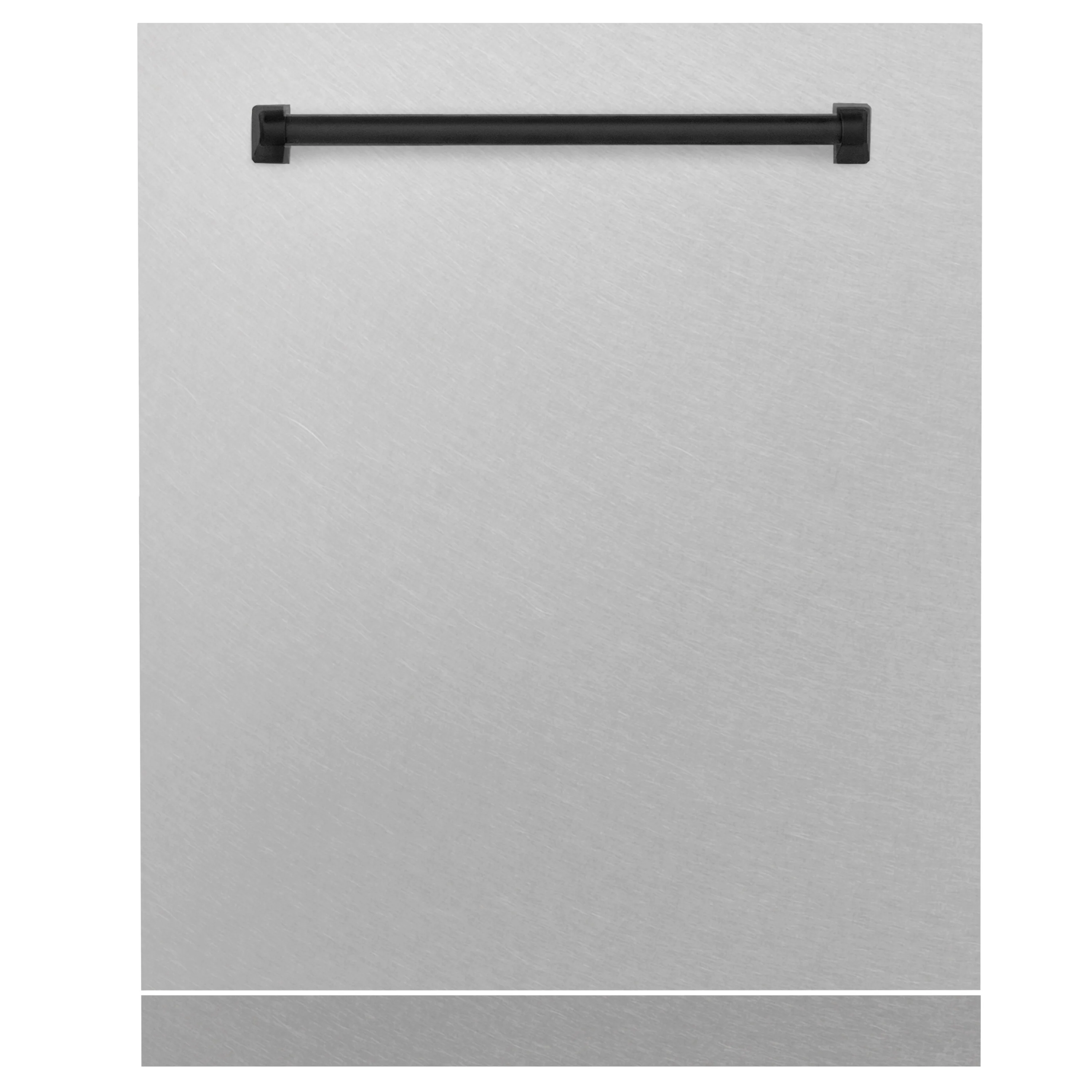 ZLINE Autograph Edition 24" Monument Dishwasher Panel in Fingerprint Resistant Stainless Steel with Matte Black Handle (DPMTZ-SN-24-MB)