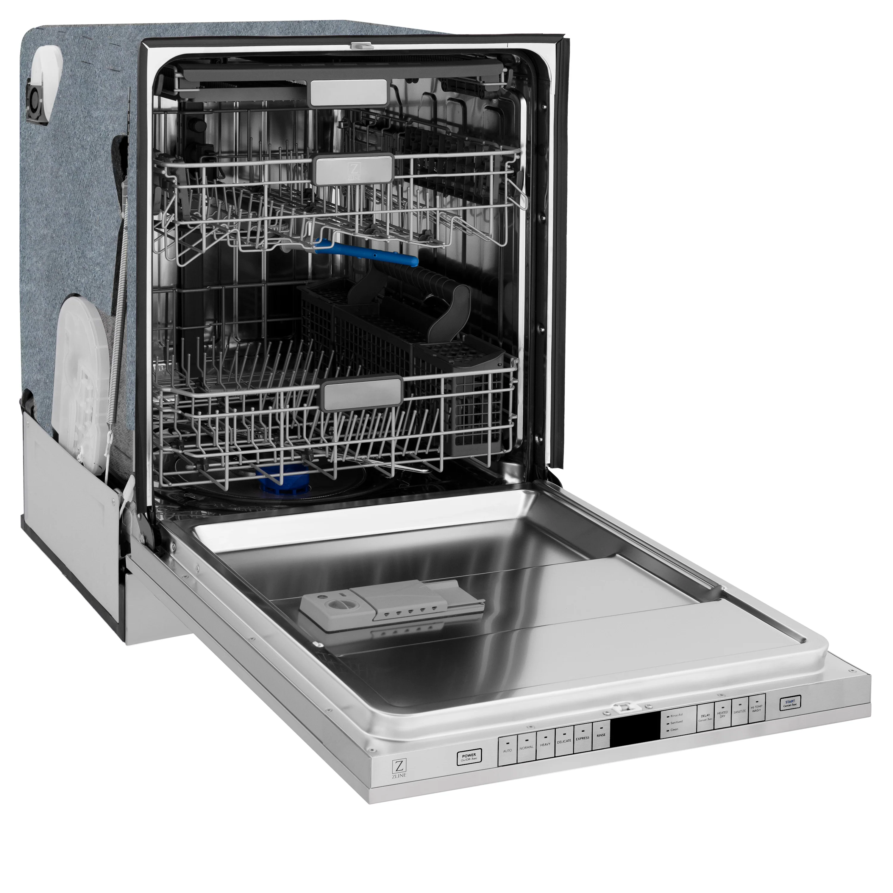 ZLINE Autograph Edition 24" Monument Series 3rd Rack Top Touch Control Tall Tub Dishwasher in Custom Panel Ready with Matte Black Handle, 45dBa (DWMTZ-24-MB) - Image 7