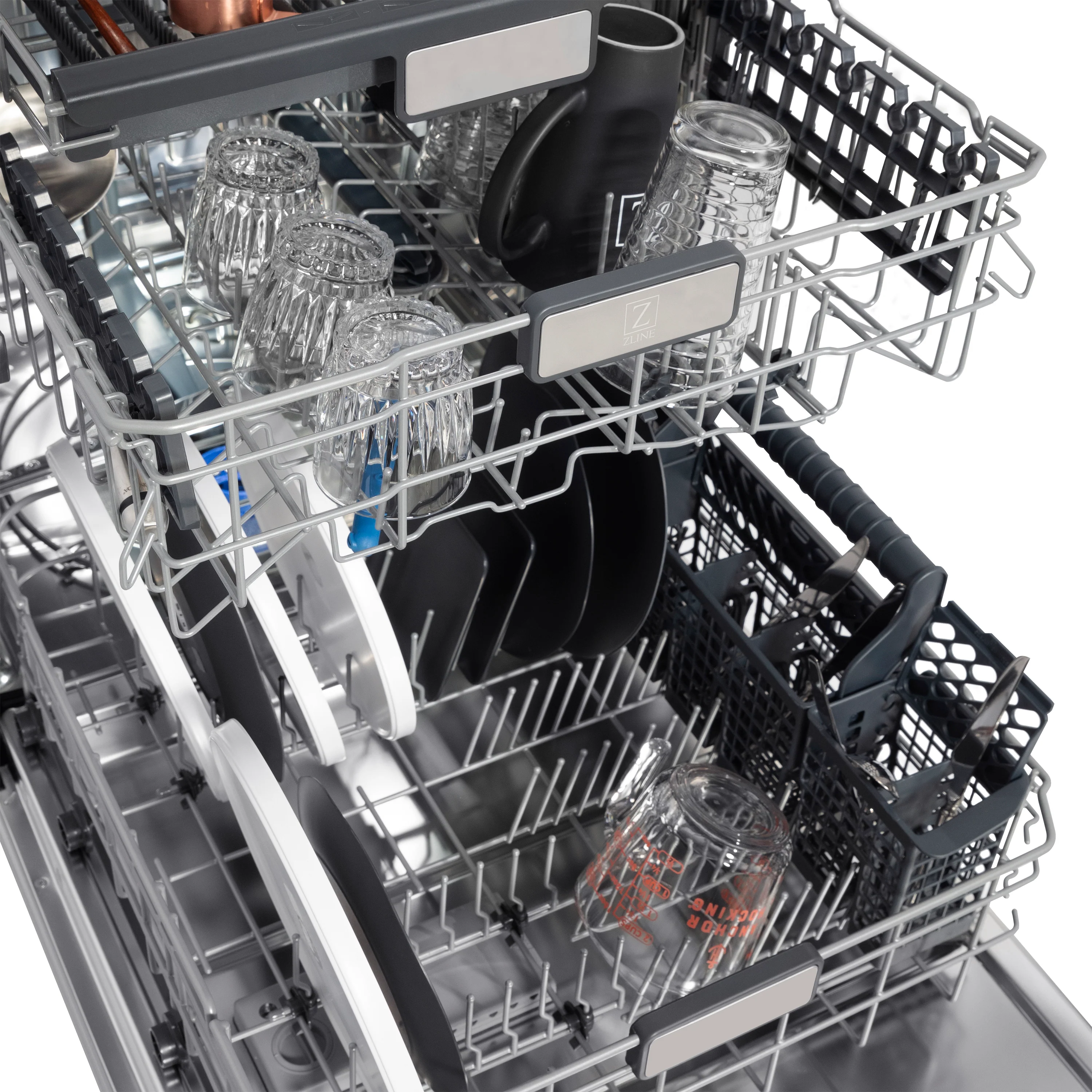 ZLINE Autograph Edition 24" Monument Series 3rd Rack Top Touch Control Tall Tub Dishwasher in Custom Panel Ready with Polished Gold Handle, 45dBa (DWMTZ-24-G) - Image 15