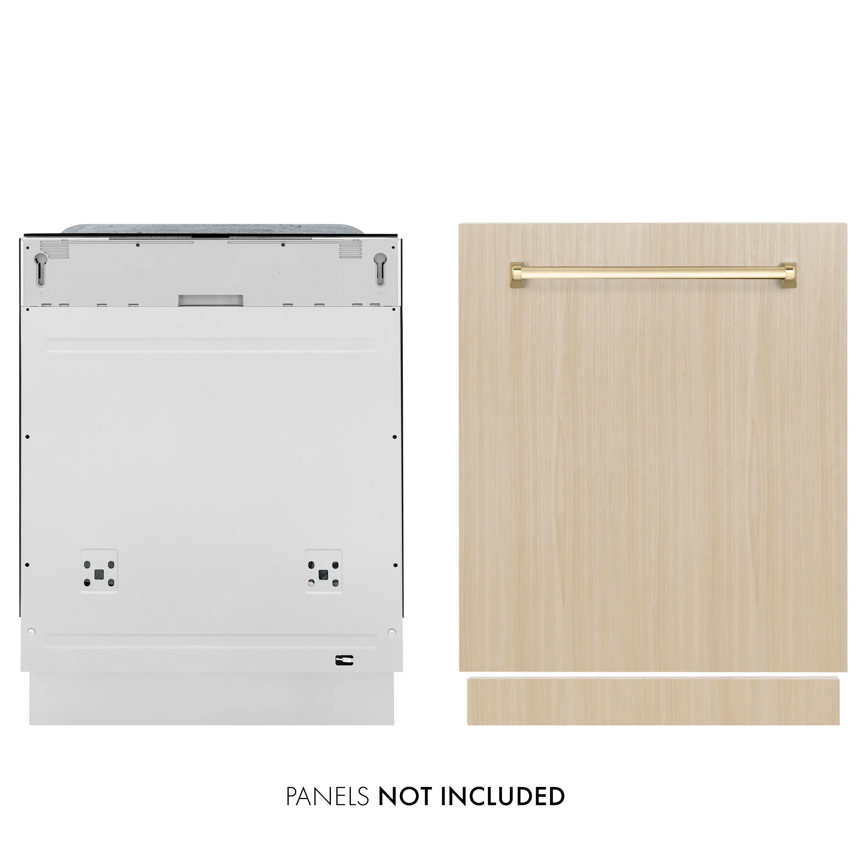 ZLINE Autograph Edition 24" Monument Series 3rd Rack Top Touch Control Tall Tub Dishwasher in Custom Panel Ready with Polished Gold Handle, 45dBa (DWMTZ-24-G) - Image 3
