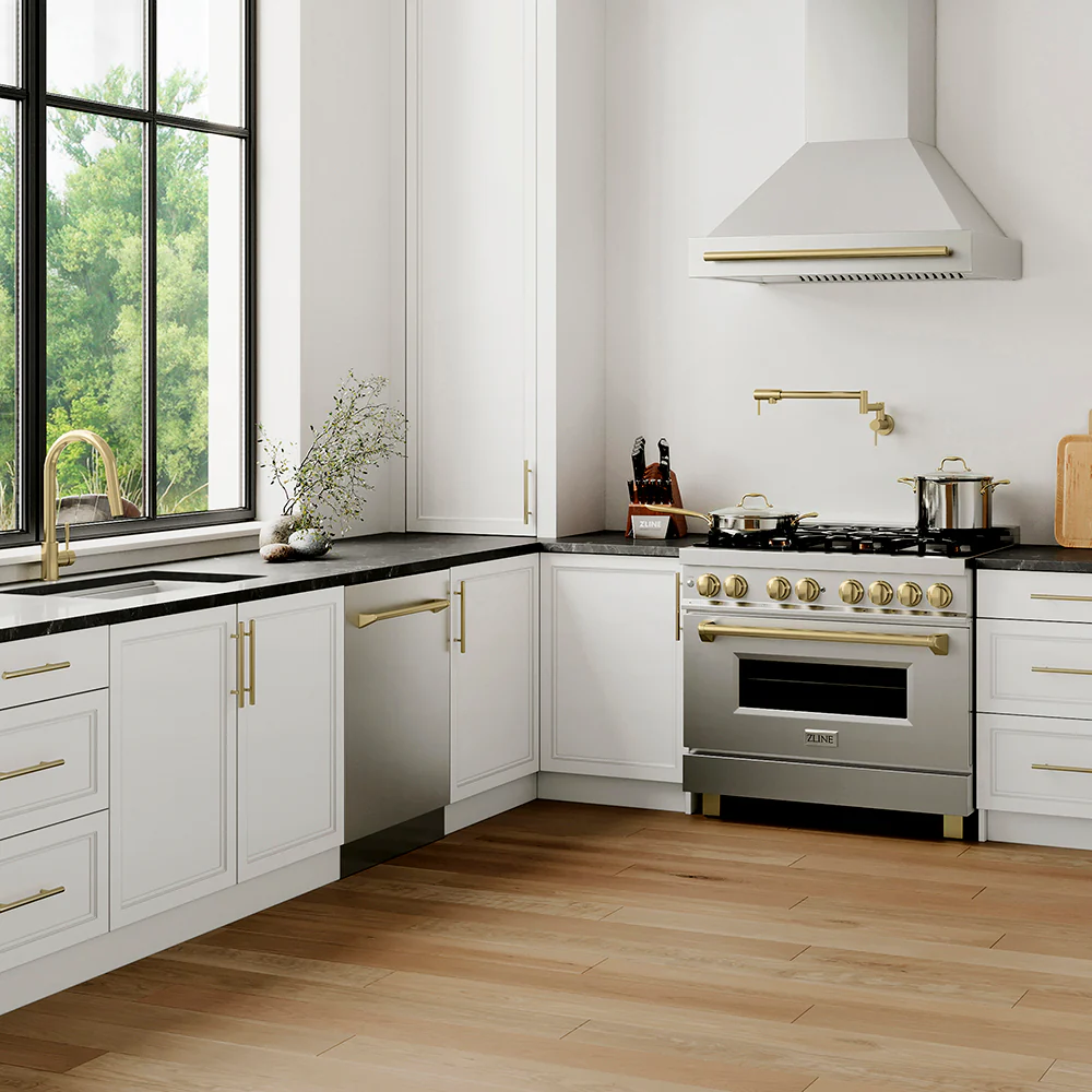 ZLINE Autograph Edition 24 in. Monument Series 3rd Rack Top Touch Control Tall Tub Dishwasher in Stainless Steel with Champagne Bronze Handle, 45dBa (DWMTZ-304-24-CB) - Image 17