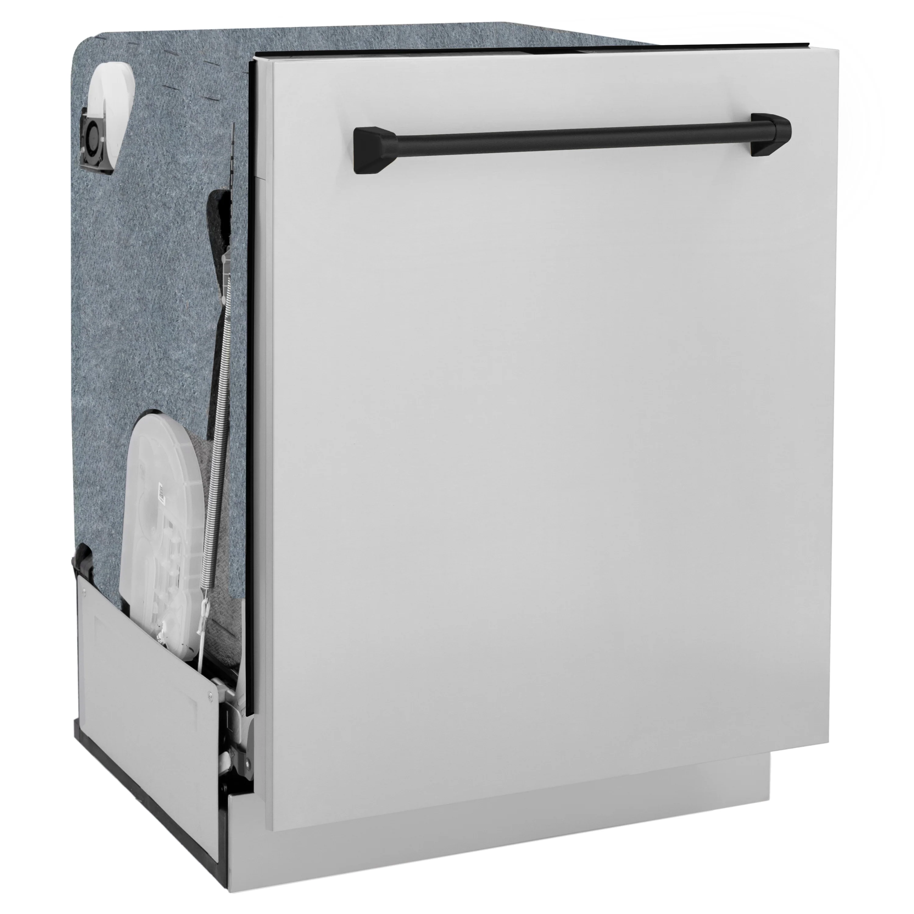 ZLINE Autograph Edition 24" Monument Series 3rd Rack Top Control Built-In Tall Tub Dishwasher in Stainless Steel with Matte Black Handle, 45dBa (DWMTZ-304-24-MB)