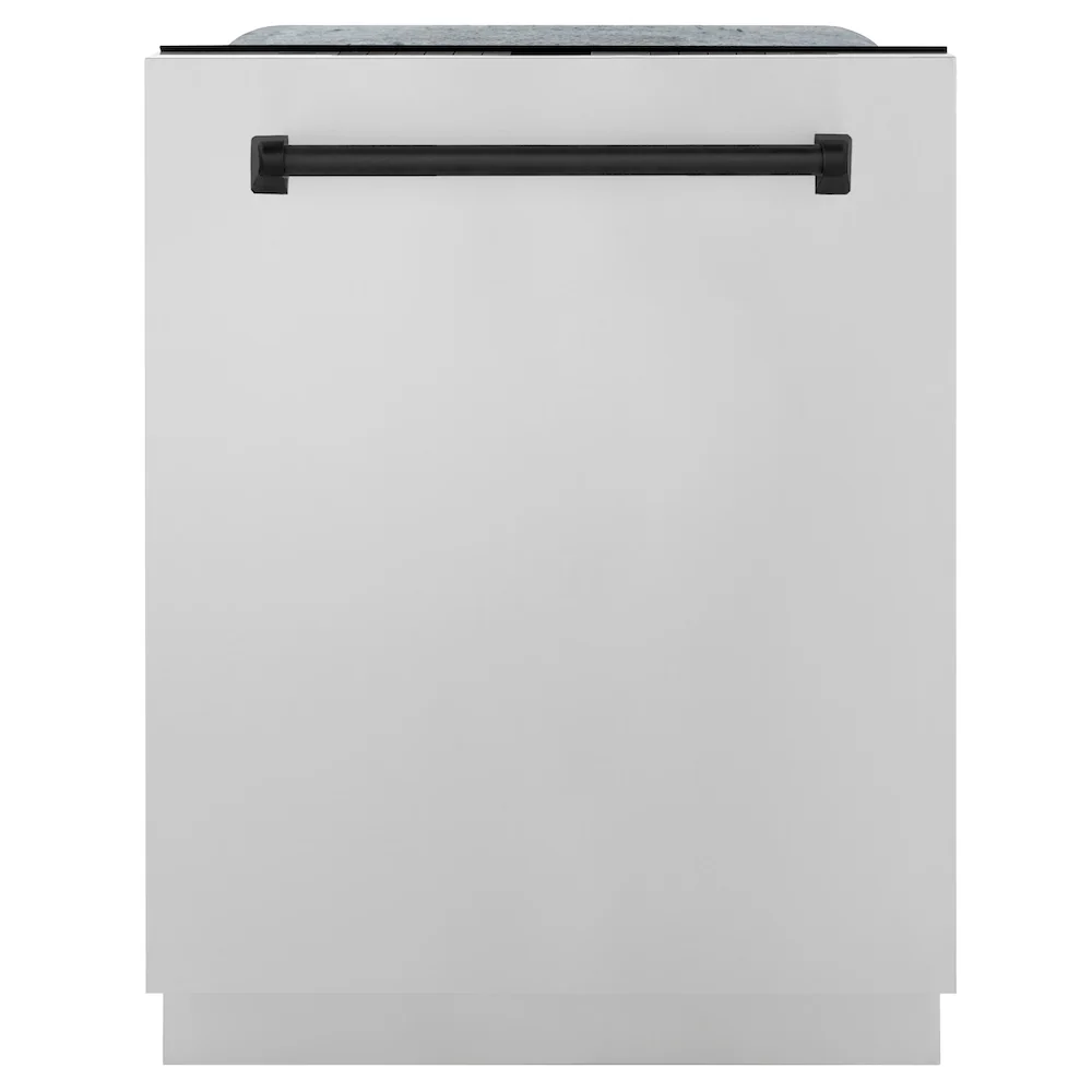 ZLINE Autograph Edition 24" Monument Series 3rd Rack Top Control Built-In Tall Tub Dishwasher in Stainless Steel with Matte Black Handle, 45dBa (DWMTZ-304-24-MB) - Image 3