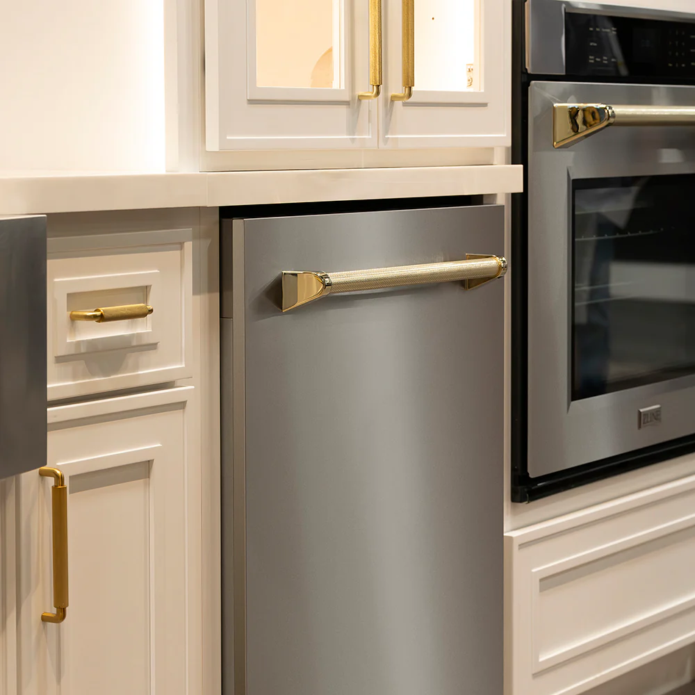 ZLINE Autograph Edition 24 in. Monument Series 3rd Rack Top Touch Control Tall Tub Dishwasher in Stainless Steel with Polished Gold Helix Handle, 45dBa (DWMTZ-30424-KG) - Image 13