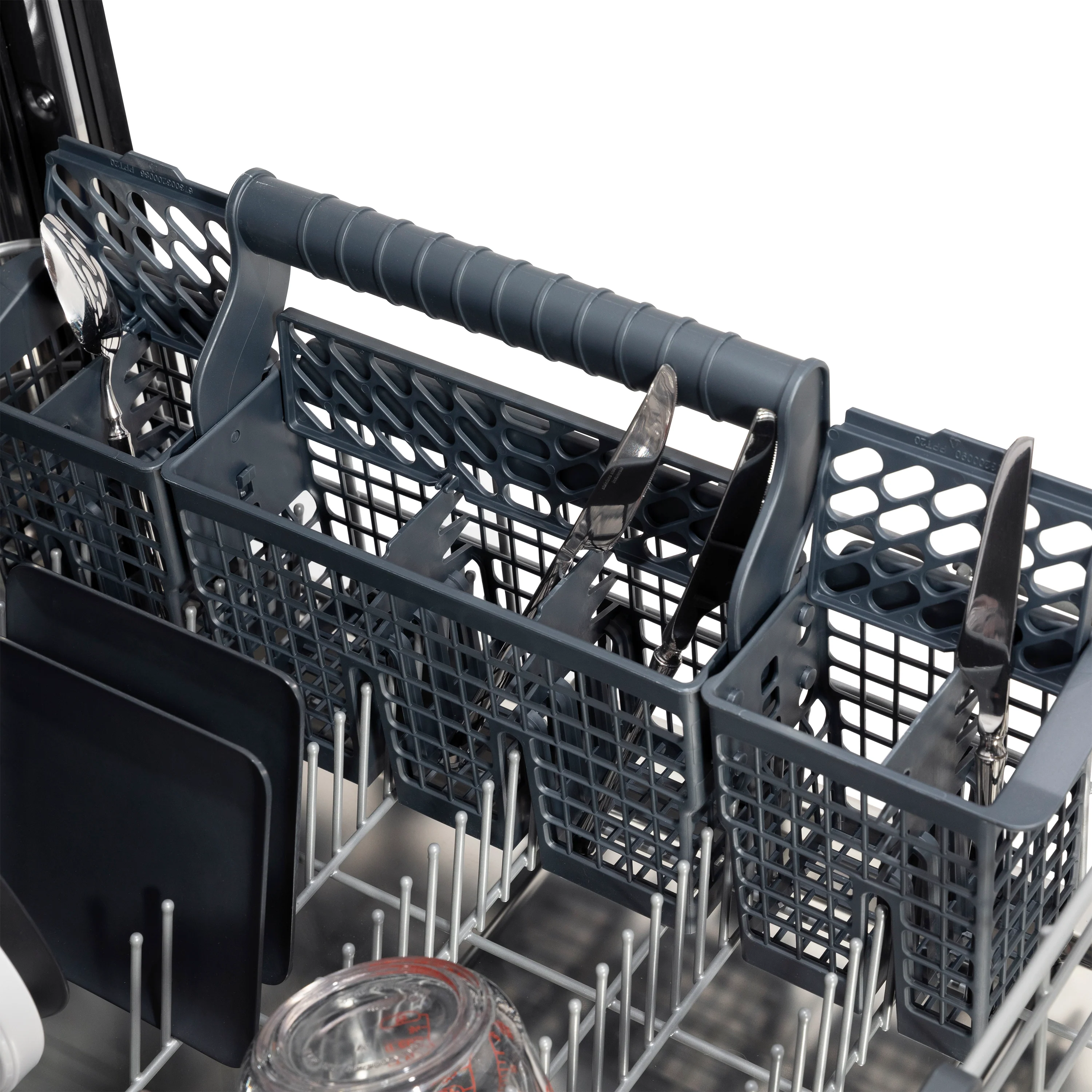 ZLINE Autograph Edition 24" Monument Series 3rd Rack Top Control Built-In Tall Tub Dishwasher in White Matte with Matte Black Handle, 45dBa (DWMTZ-WM-24-MB) - Image 11