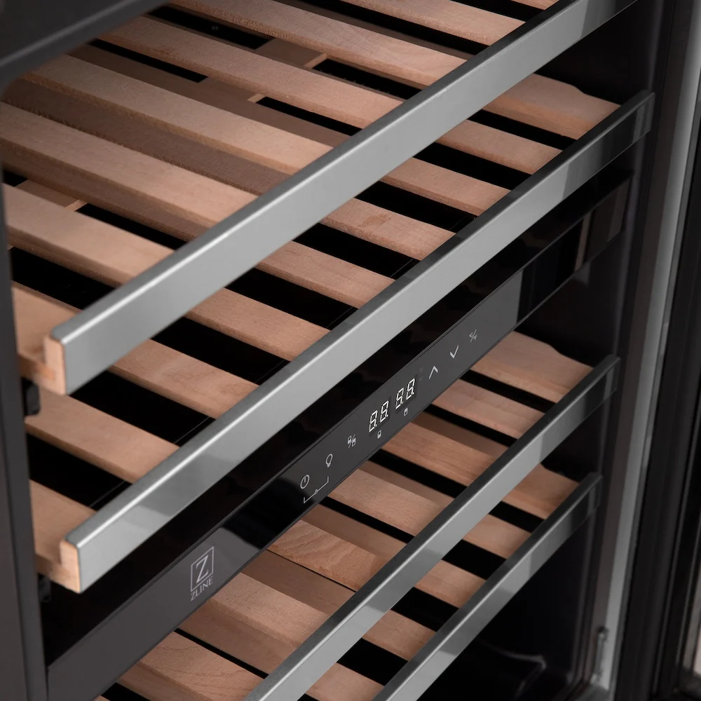 ZLINE Autograph Edition 24 in. Monument Dual Zone 44 Bottle Wine Cooler in Stainless Steel with Champagne Bronze Accents (RWVZ-UD-24-CB) - Image 10