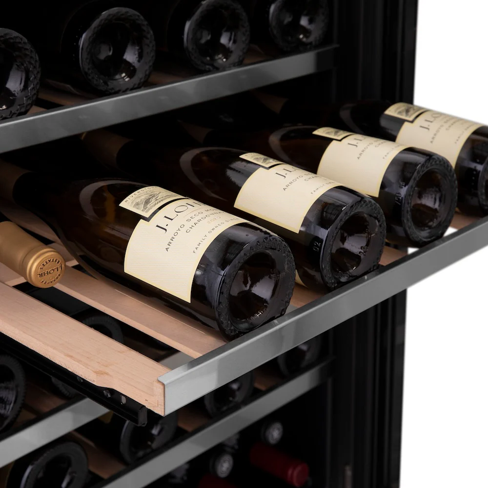 ZLINE Autograph Edition 24 in. Monument Dual Zone 44 Bottle Wine Cooler in Stainless Steel with Champagne Bronze Accents (RWVZ-UD-24-CB) - Image 5