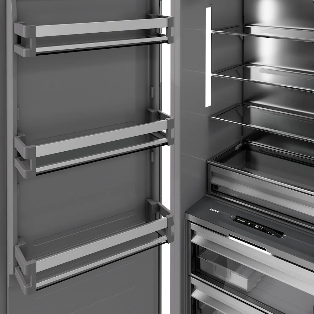 ZLINE Autograph Edition 24 in. 12.4 cu. ft. Panel Ready Column Freezer with Graphite Gray Interior and Polished Gold Accents (RBCFVZ-24-G) - Image 13