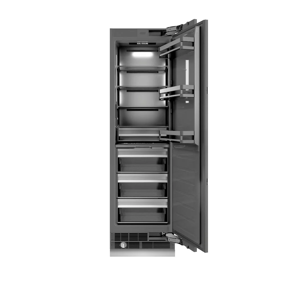 ZLINE Autograph Edition 24 in. 12.5 cu. ft. Panel Ready Column Refrigerator with Graphite Gray Interior and Champagne Bronze Accents (RBCRVZ-24-CB)