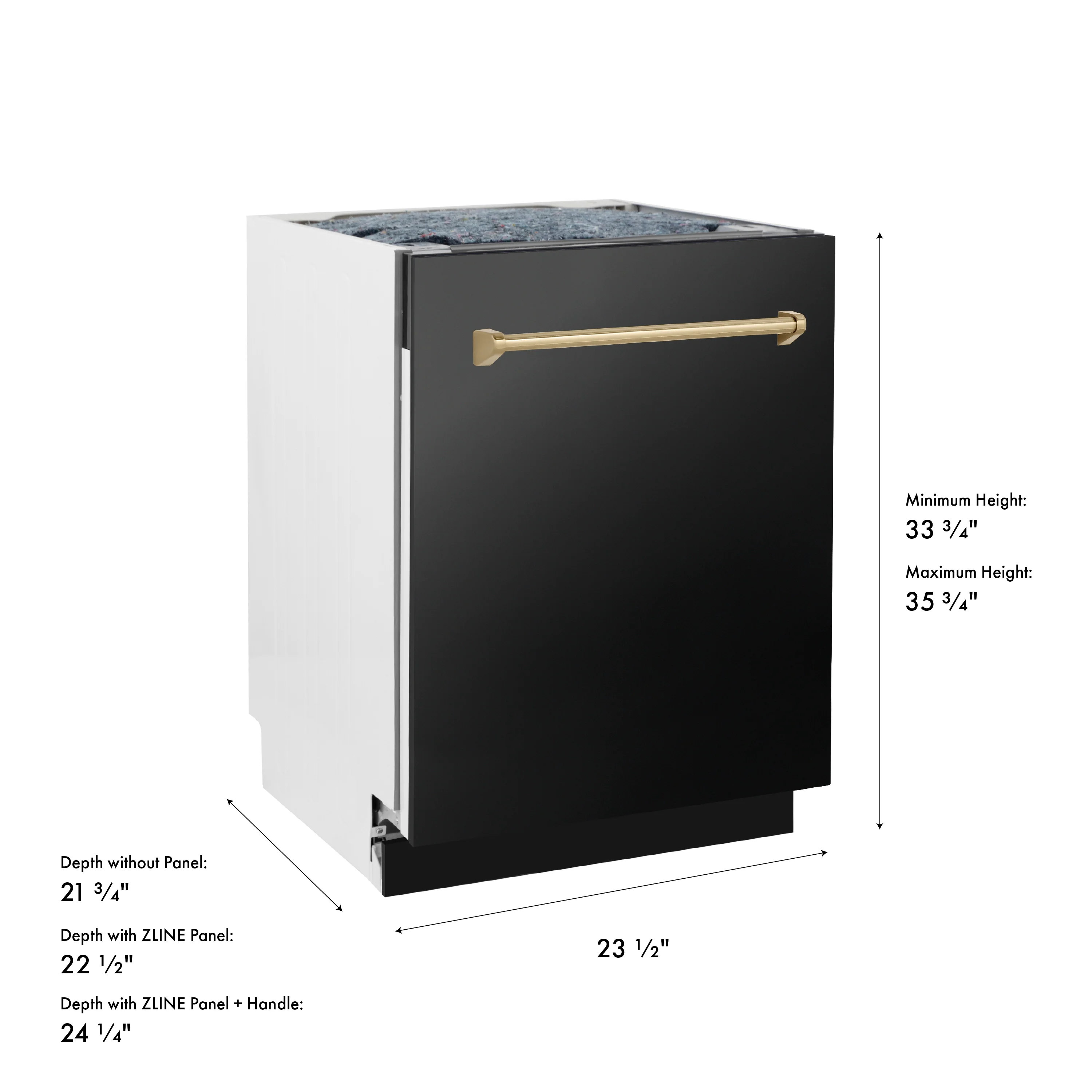 ZLINE Autograph Edition 24 in. Tallac Series 3rd Rack Top Control Built-In Tall Tub Dishwasher in Black Stainless Steel with Champagne Bronze Handle, 51dBa (DWVZ-BS-24-CB) - Image 21