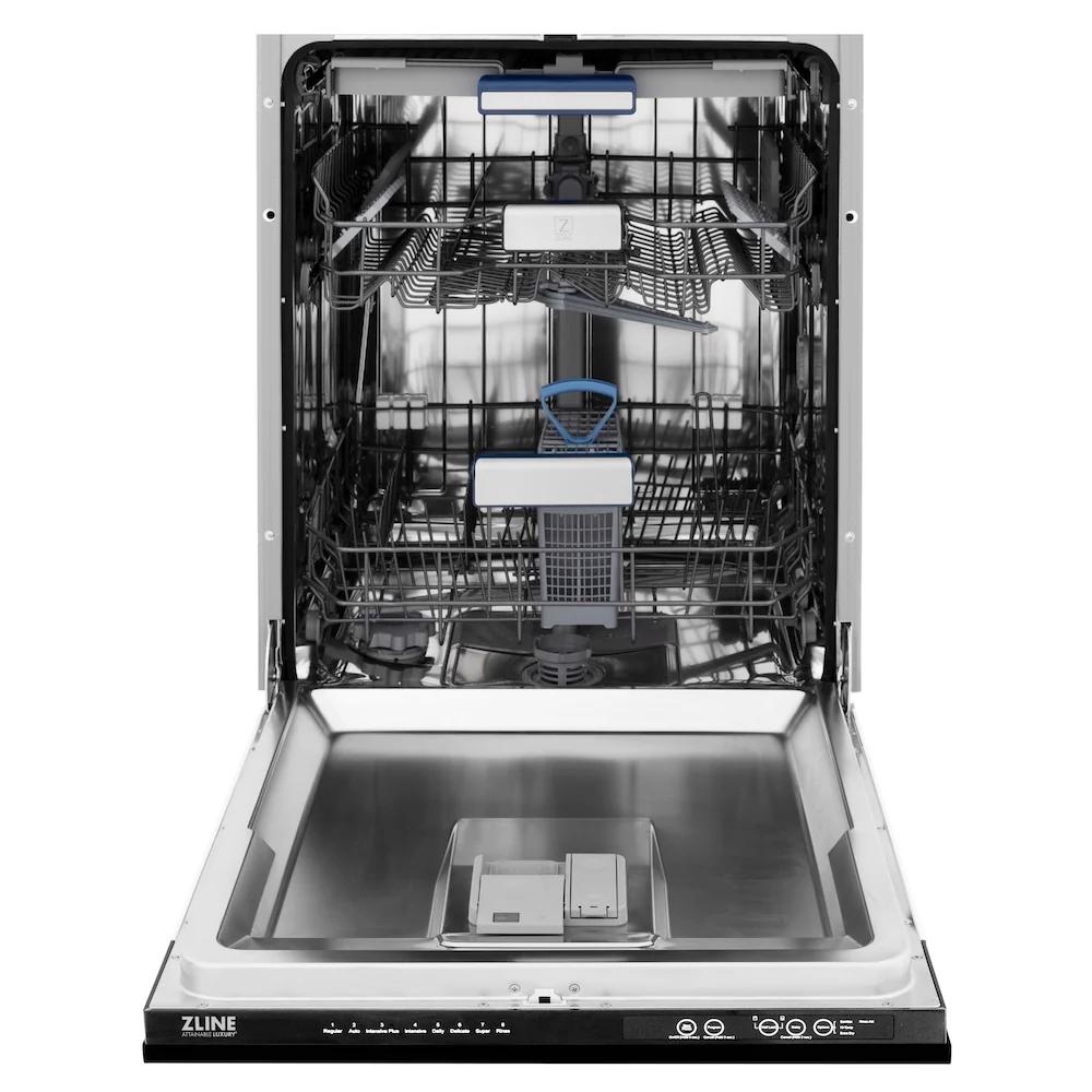 ZLINE Autograph Edition 24 in. Tallac Series 3rd Rack Top Control Built-In Tall Tub Dishwasher in Black Stainless Steel with Champagne Bronze Handle, 51dBa (DWVZ-BS-24-CB) - Image 6