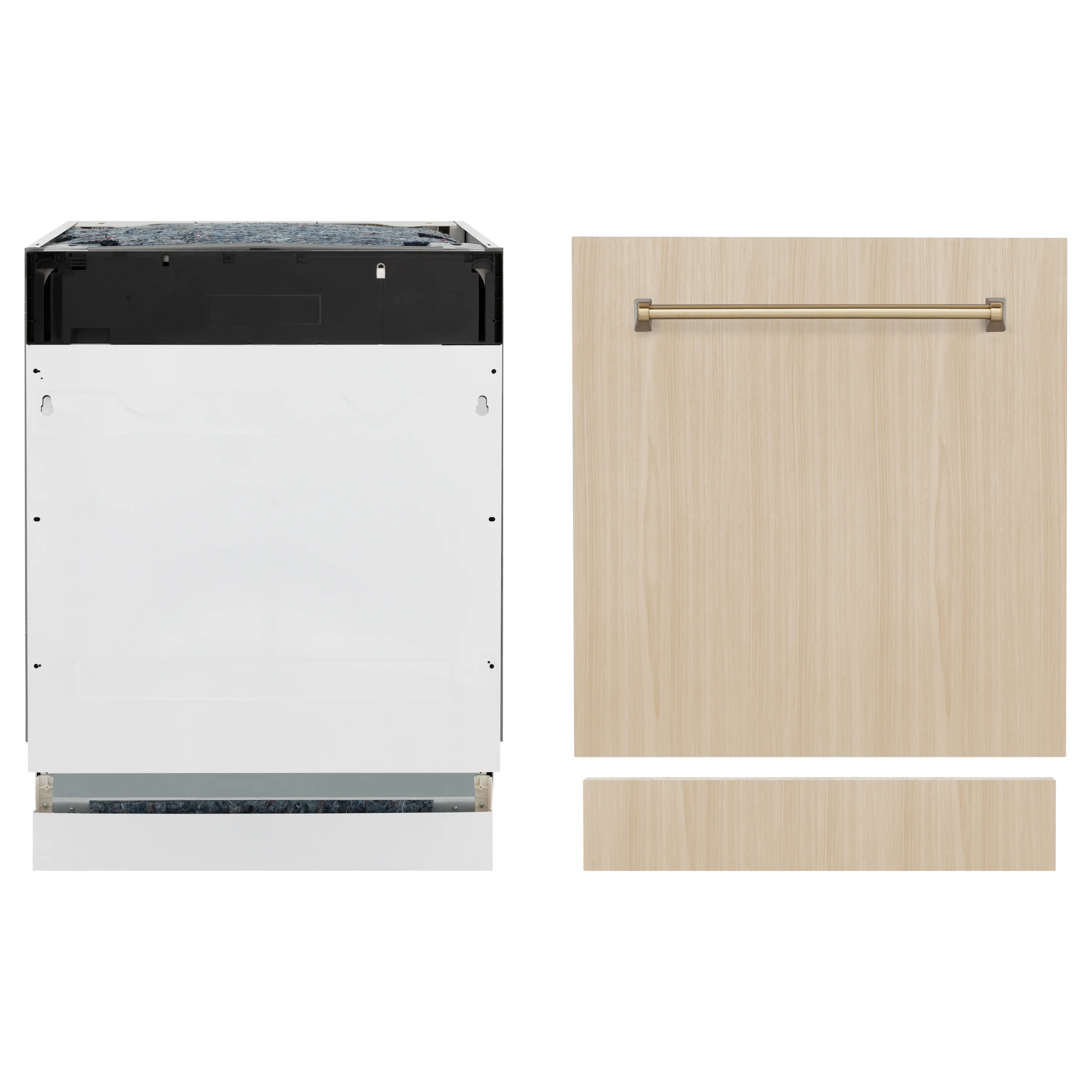 ZLINE Autograph Edition 24" Tallac Series 3rd Rack Top Control Built-In Tall Tub Dishwasher in Custom Panel Ready with Champagne Bronze Handle, 51dBa (DWVZ-24-CB) - Image 3