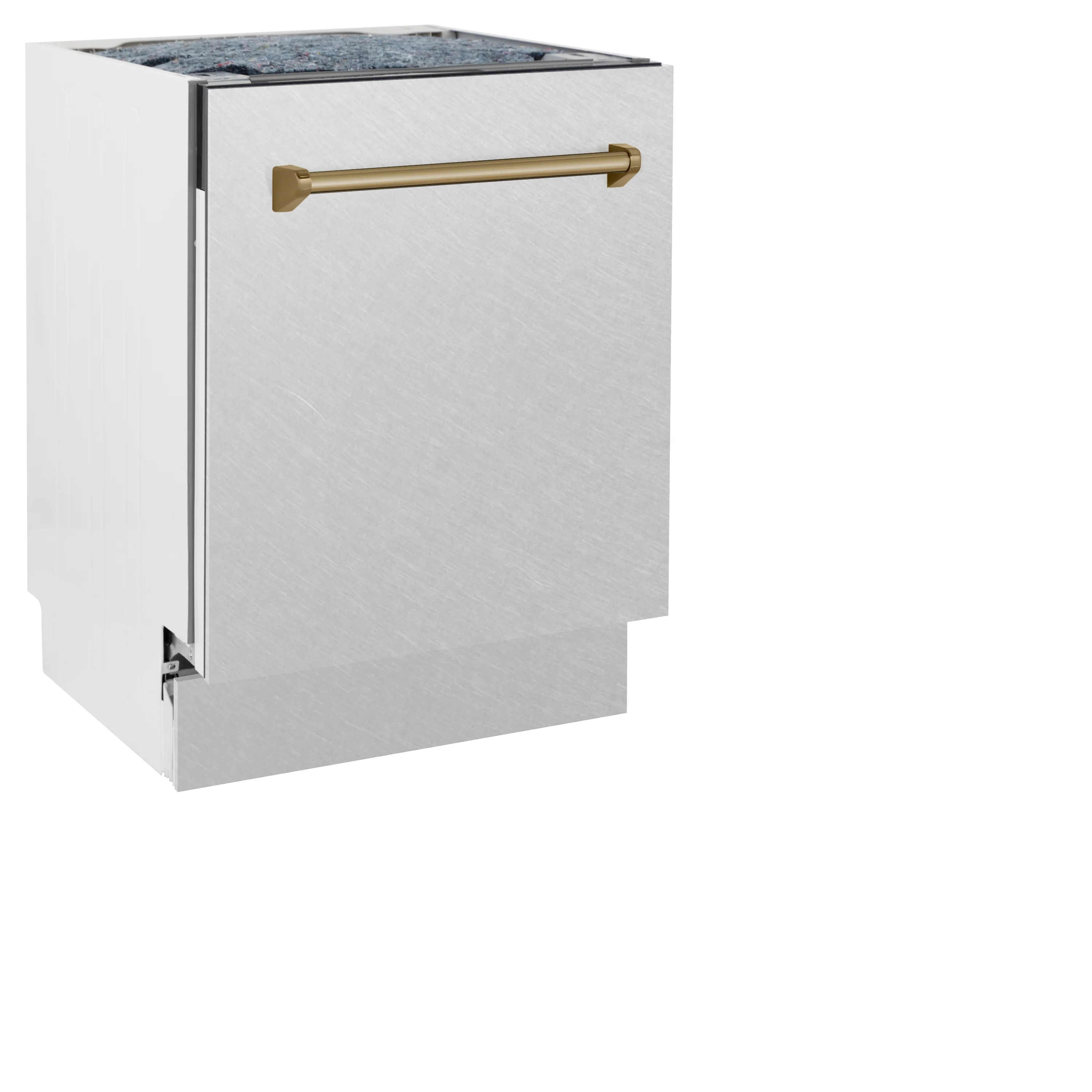 ZLINE Autograph Edition 24 in. Tallac Series 3rd Rack Top Control Built-In Tall Tub Dishwasher with Satin Stainless Steel Panel and Champagne Bronze Handle, 51dBa (DWVZ-SN-24-CB) - Image 10