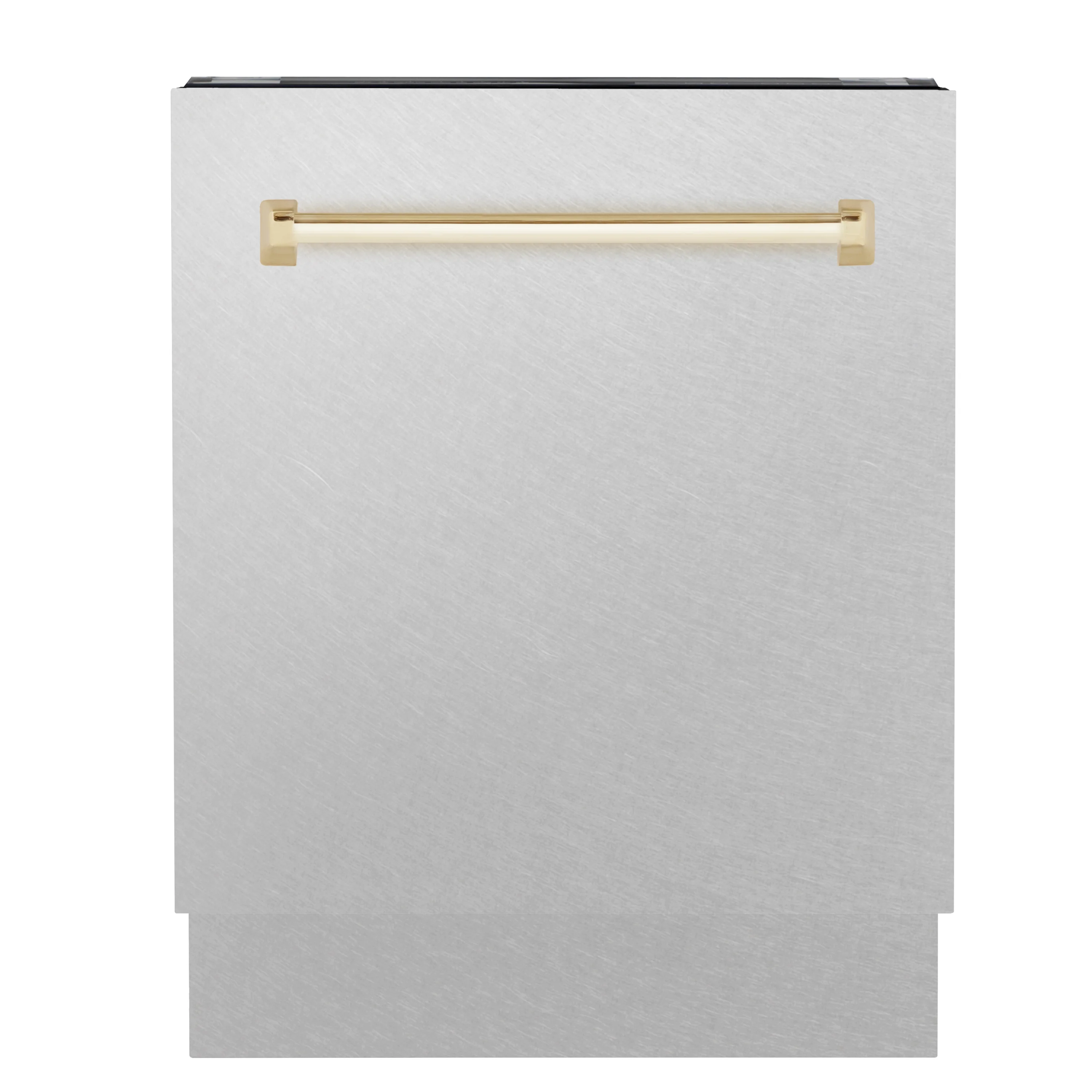 ZLINE Autograph Edition 24 in. Tallac Series 3rd Rack Top Control Built-In Tall Tub Dishwasher with Satin Stainless Steel Panel and Polished Gold Handle, 51dBa (DWVZ-SN-24-G) - Image 3