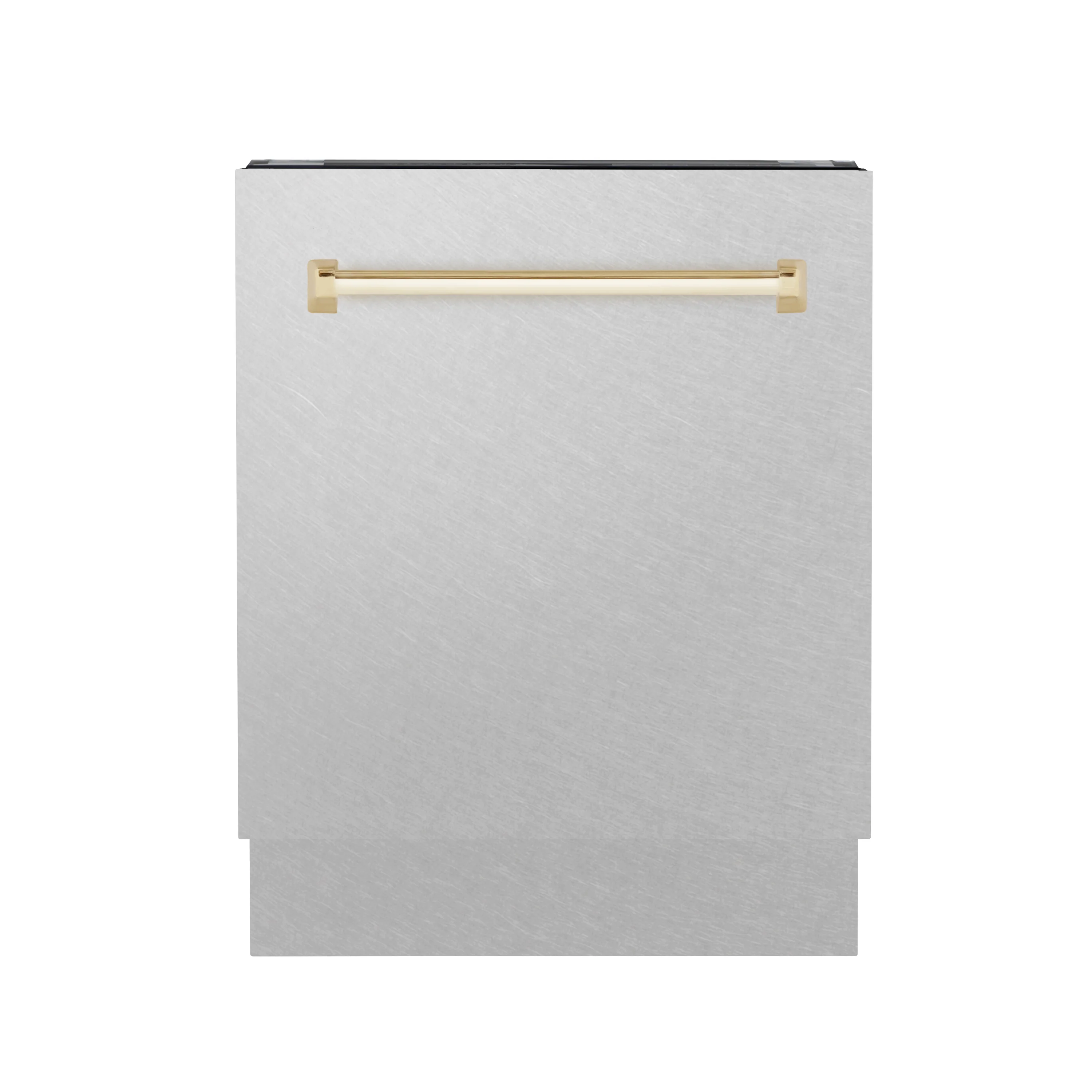 ZLINE Autograph Edition 24 in. Tallac Series 3rd Rack Top Control Built-In Tall Tub Dishwasher with Satin Stainless Steel Panel and Polished Gold Handle, 51dBa (DWVZ-SN-24-G) - Image 7