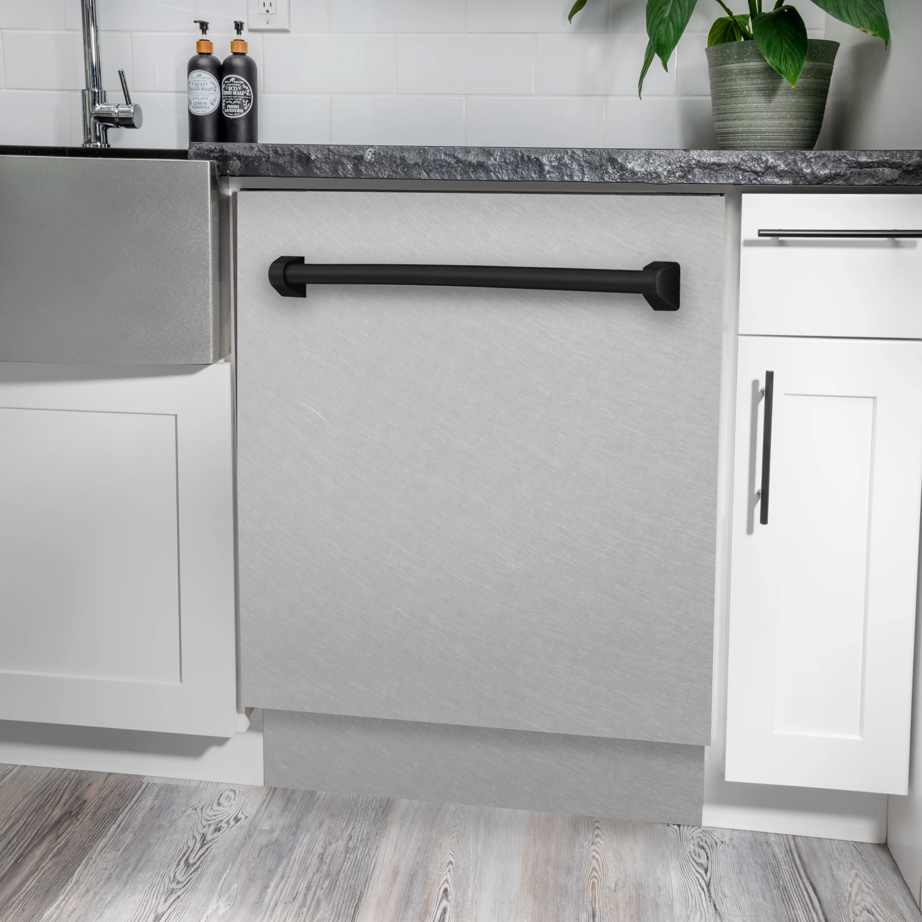 ZLINE Autograph Edition 24 in. Tallac Series 3rd Rack Top Control Built-In Tall Tub Dishwasher with Satin Stainless Steel Panel and Matte Black Handle, 51dBa (DWVZ-SN-24-MB) - Image 2