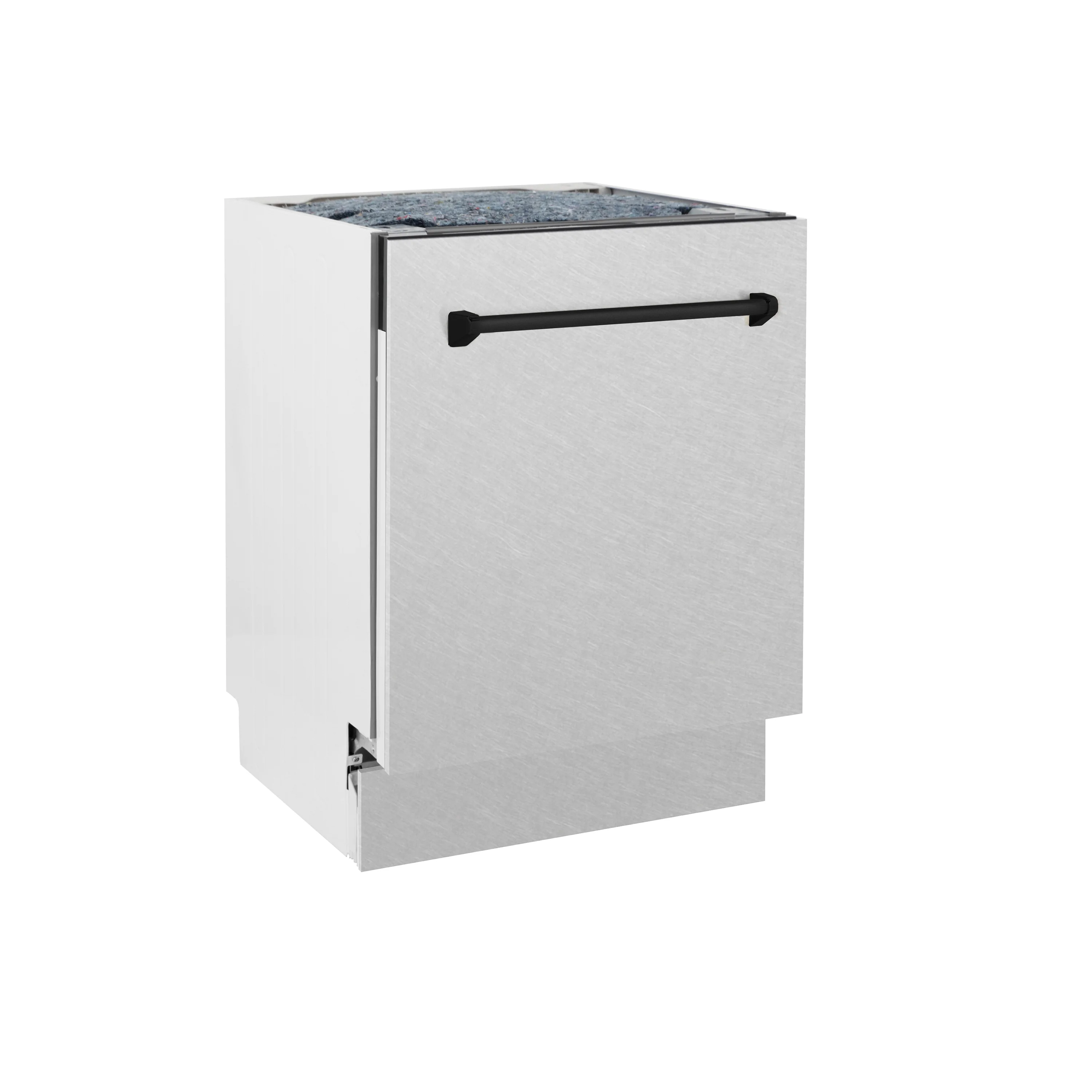 ZLINE Autograph Edition 24 in. Tallac Series 3rd Rack Top Control Built-In Tall Tub Dishwasher with Satin Stainless Steel Panel and Matte Black Handle, 51dBa (DWVZ-SN-24-MB) - Image 4