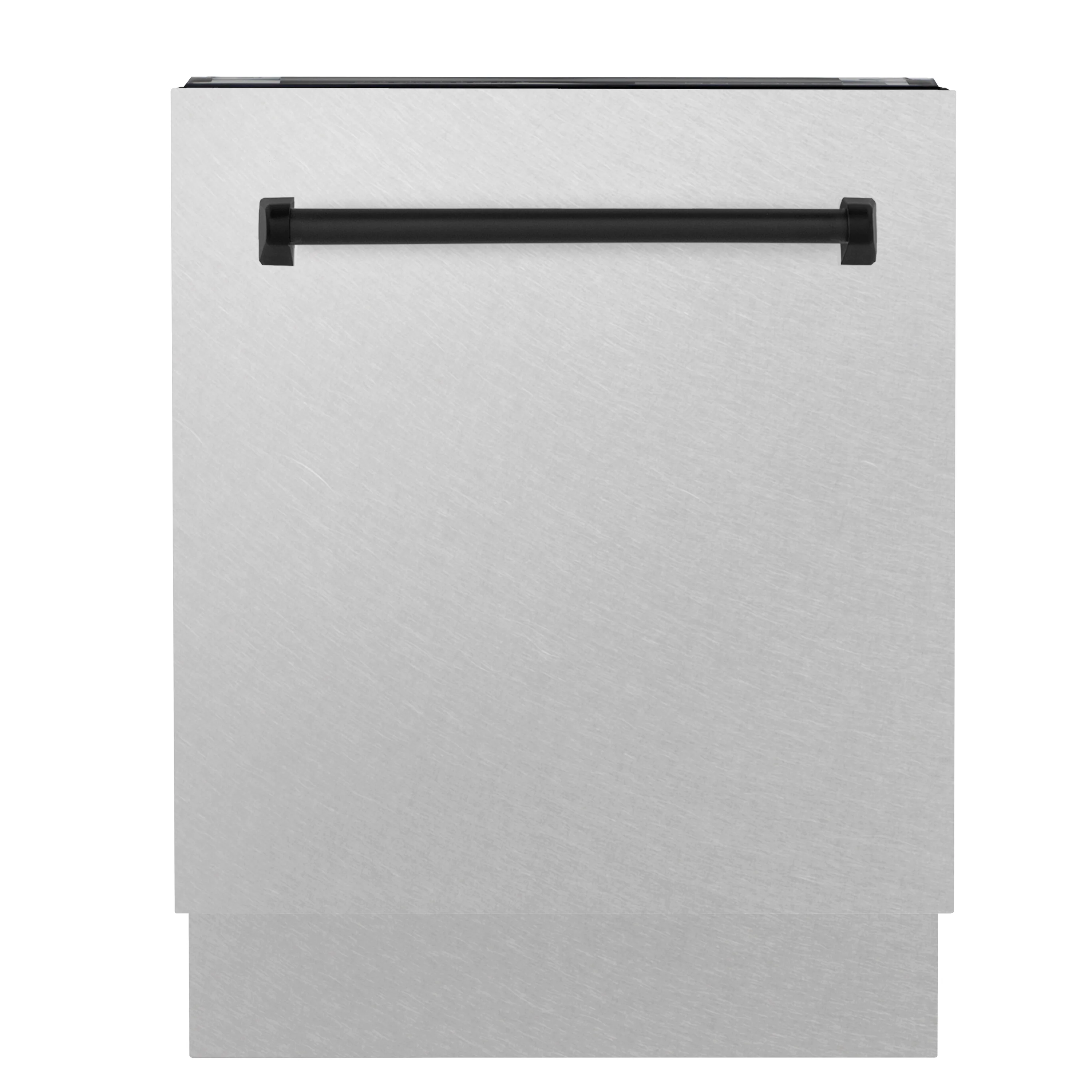 ZLINE Autograph Edition 24 in. Tallac Series 3rd Rack Top Control Built-In Tall Tub Dishwasher with Satin Stainless Steel Panel and Matte Black Handle, 51dBa (DWVZ-SN-24-MB) - Image 5