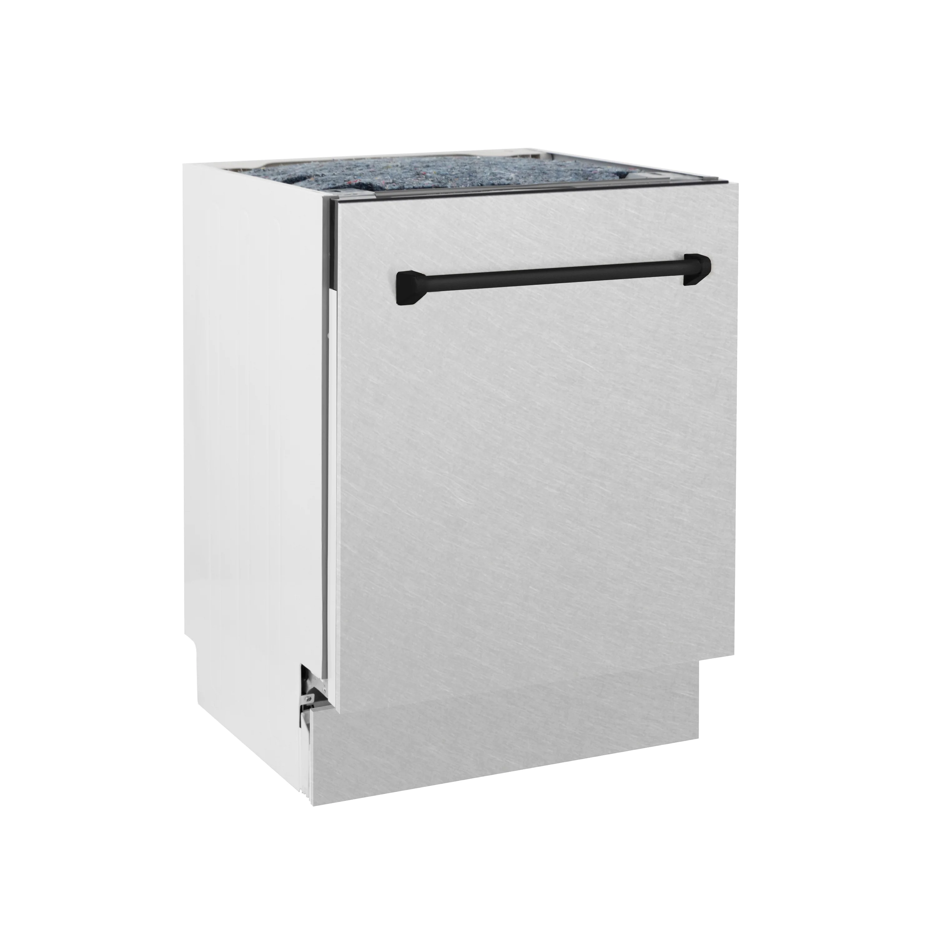 ZLINE Autograph Edition 24 in. Tallac Series 3rd Rack Top Control Built-In Tall Tub Dishwasher with Satin Stainless Steel Panel and Matte Black Handle, 51dBa (DWVZ-SN-24-MB) - Image 7