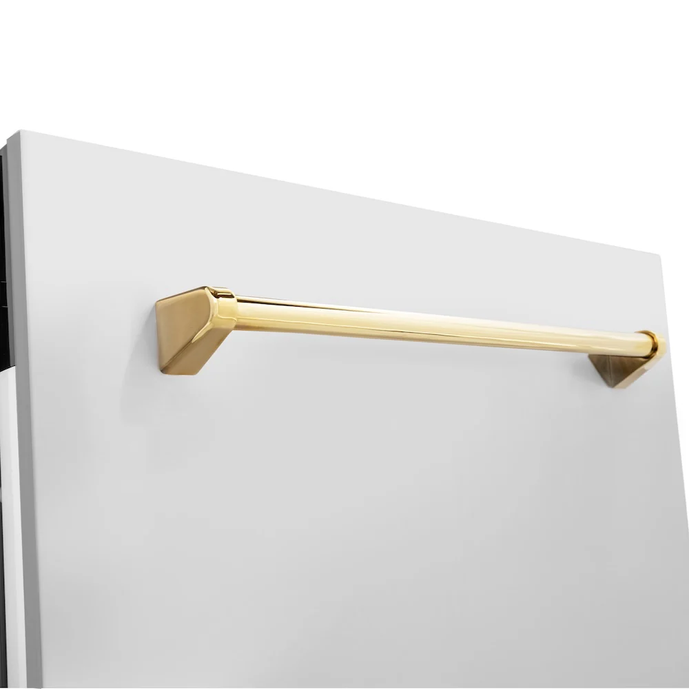 ZLINE Autograph Edition 24 in. Tallac Series 3rd Rack Top Control Built-In Tall Tub Dishwasher in Stainless Steel with Polished Gold Handle, 51dBa (DWVZ-304-24-G) - Image 8