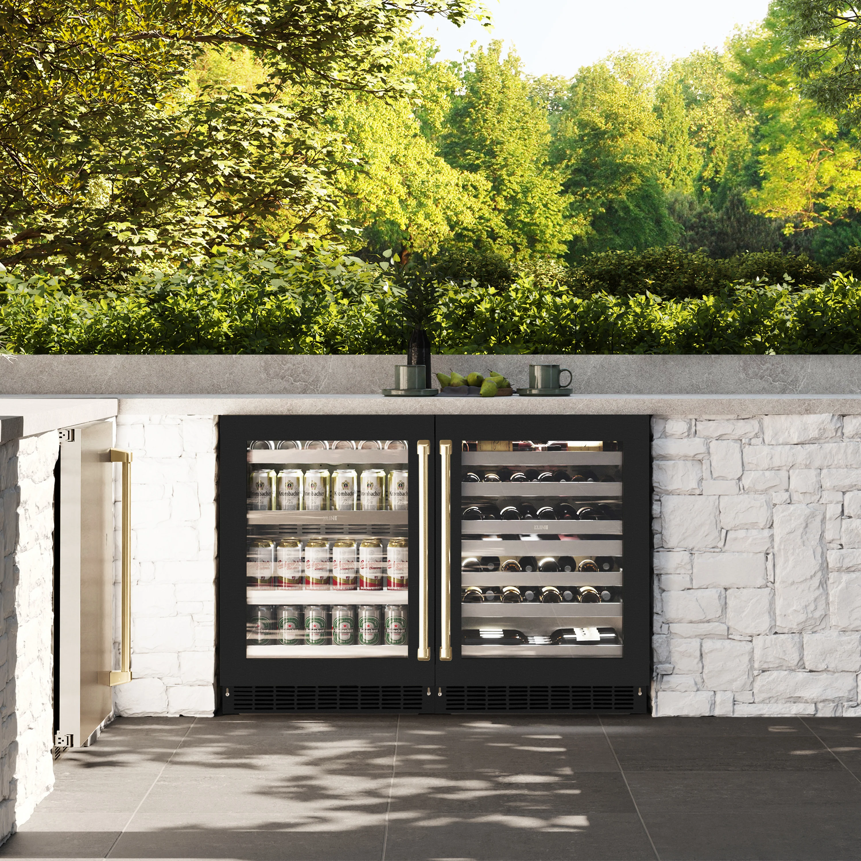 ZLINE Autograph Edition 24 in. Touchstone 151 Can Beverage Fridge With Black Matte Glass Door And Champagne Bronze Handle (RBSOZ-BLM-24-CB) - Image 2