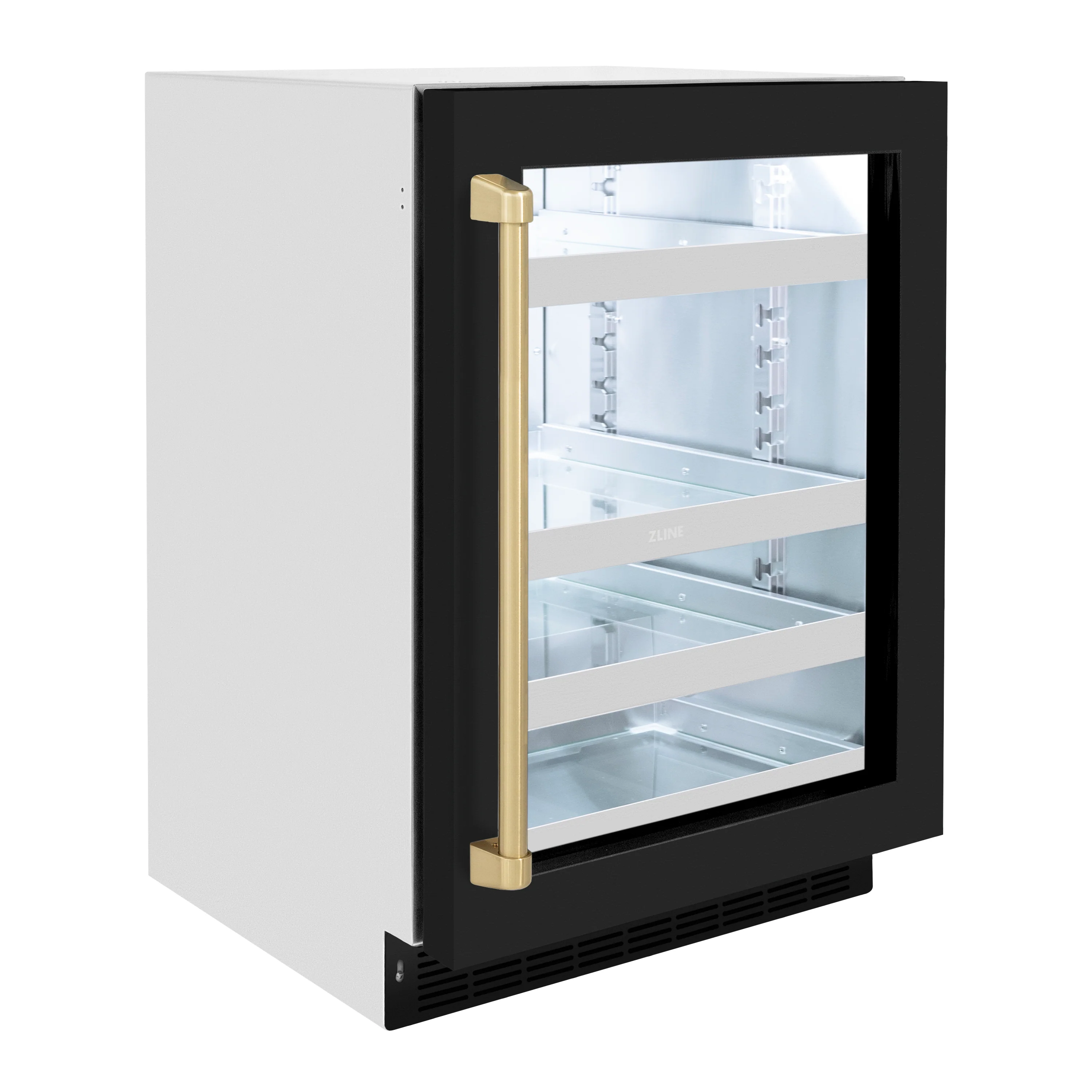 ZLINE Autograph Edition 24 in. Touchstone 151 Can Beverage Fridge With Black Matte Glass Door And Champagne Bronze Handle (RBSOZ-BLM-24-CB) - Image 5