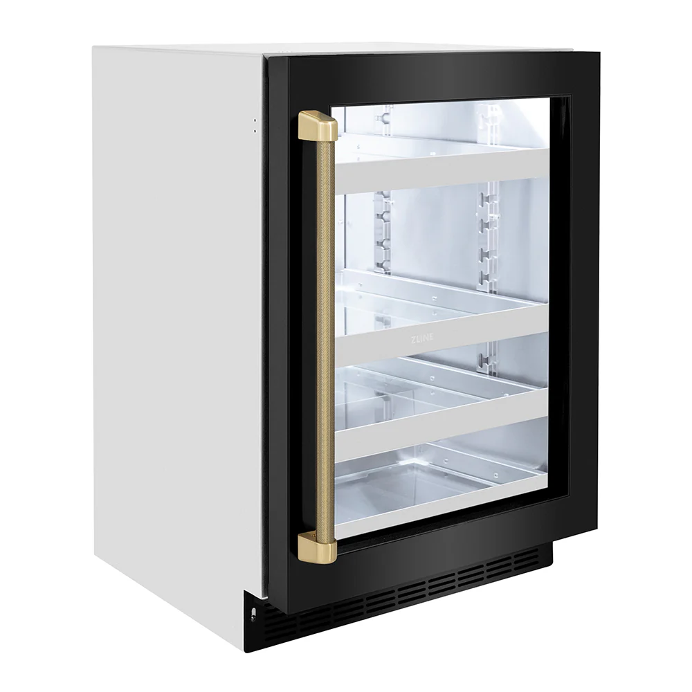 ZLINE Autograph Edition 24 in. Touchstone 151 Can Beverage Fridge with Black Stainless Steel Glass Door and Champagne Bronze Helix Handle (RBSOZ-BS-24-KCB) - Image 5