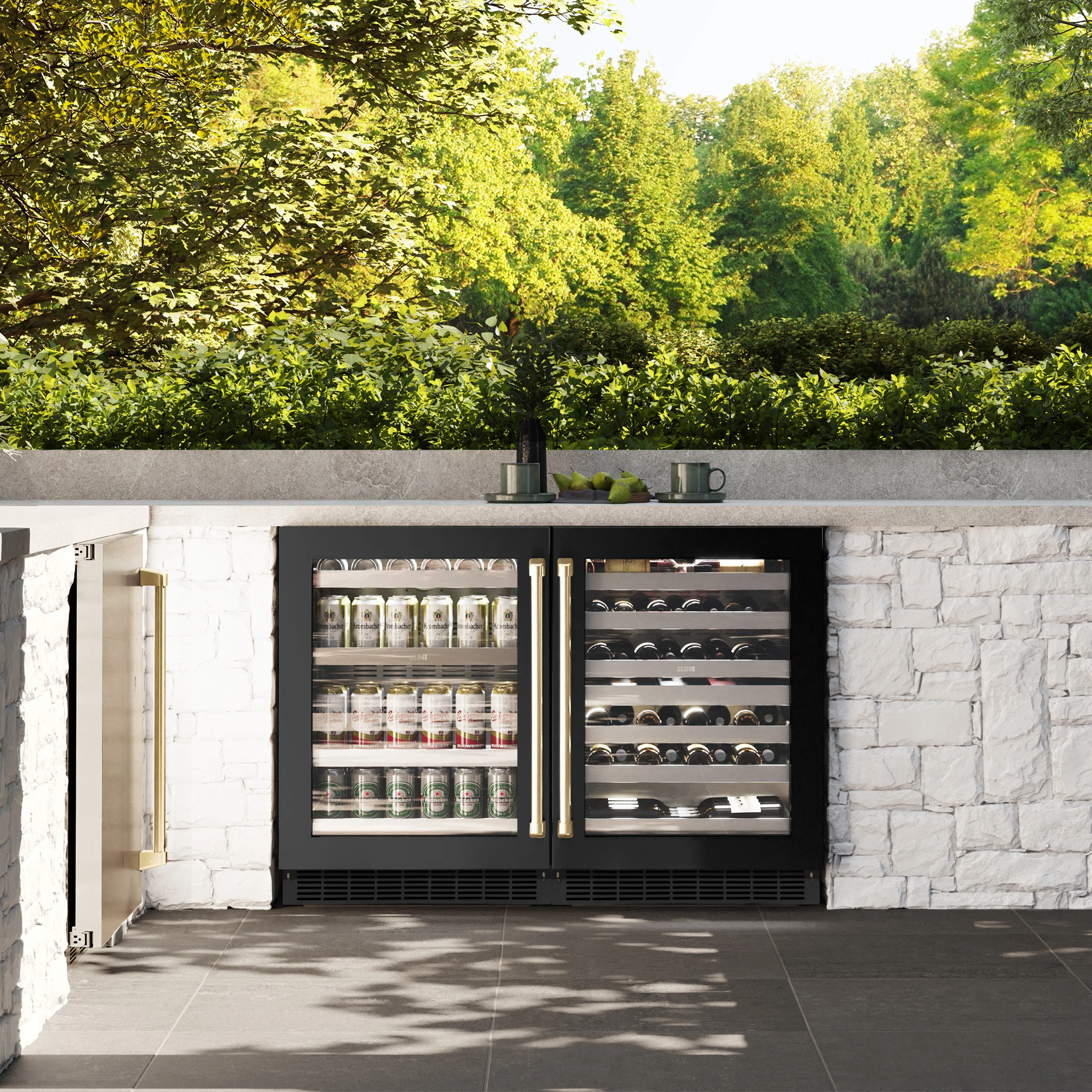 ZLINE Autograph Edition 24 in. Touchstone 151 Can Beverage Fridge With Black Stainless Steel Glass Door And Champagne Bronze Handle (RBSOZ-BS-24-CB) - Image 3