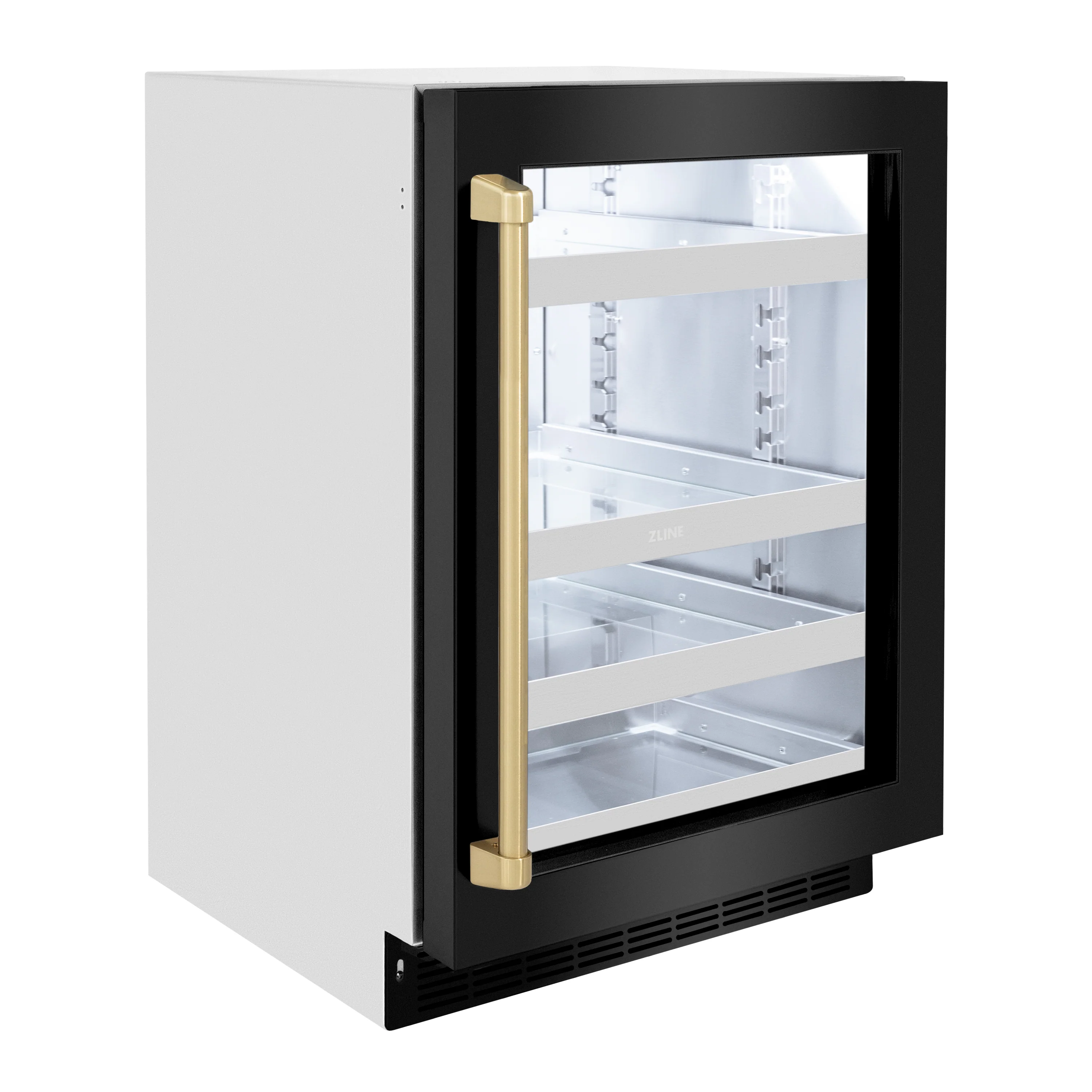 ZLINE Autograph Edition 24 in. Touchstone 151 Can Beverage Fridge With Black Stainless Steel Glass Door And Champagne Bronze Handle (RBSOZ-BS-24-CB) - Image 6
