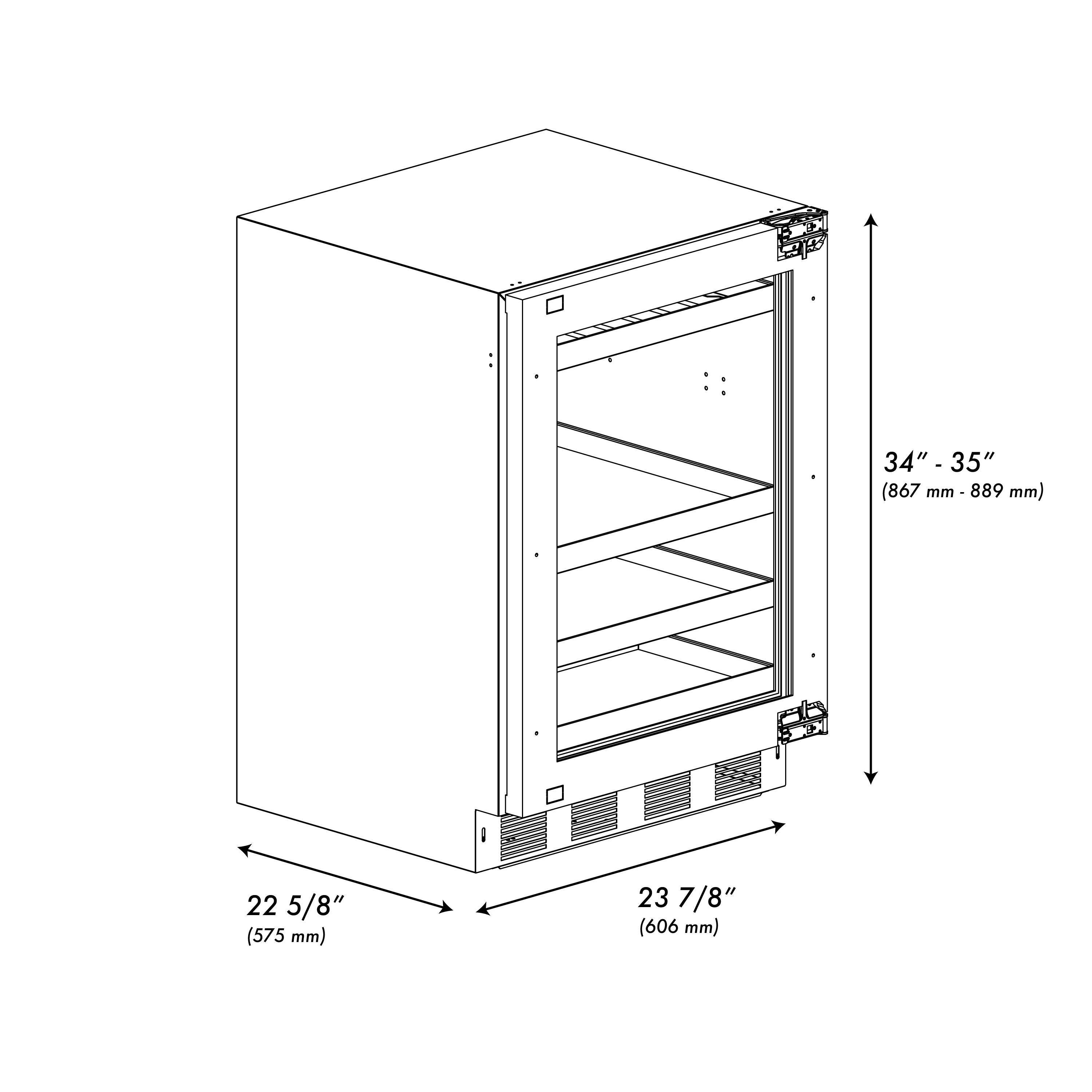 ZLINE 24 In. Touchstone Beverage Fridge with Panel-Ready Glass Door and Champagne Bronze Handle (RBSPOZ-24-CB) - Image 16