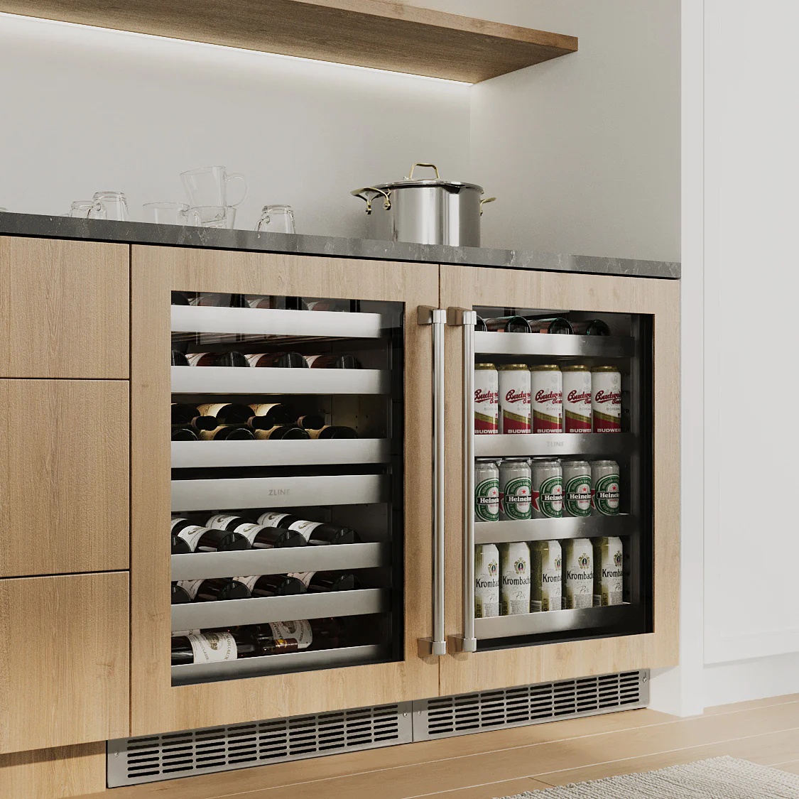 ZLINE 24 In. Touchstone Beverage Fridge with Panel-Ready Glass Door and Champagne Bronze Handle (RBSPOZ-24-CB) - Image 20