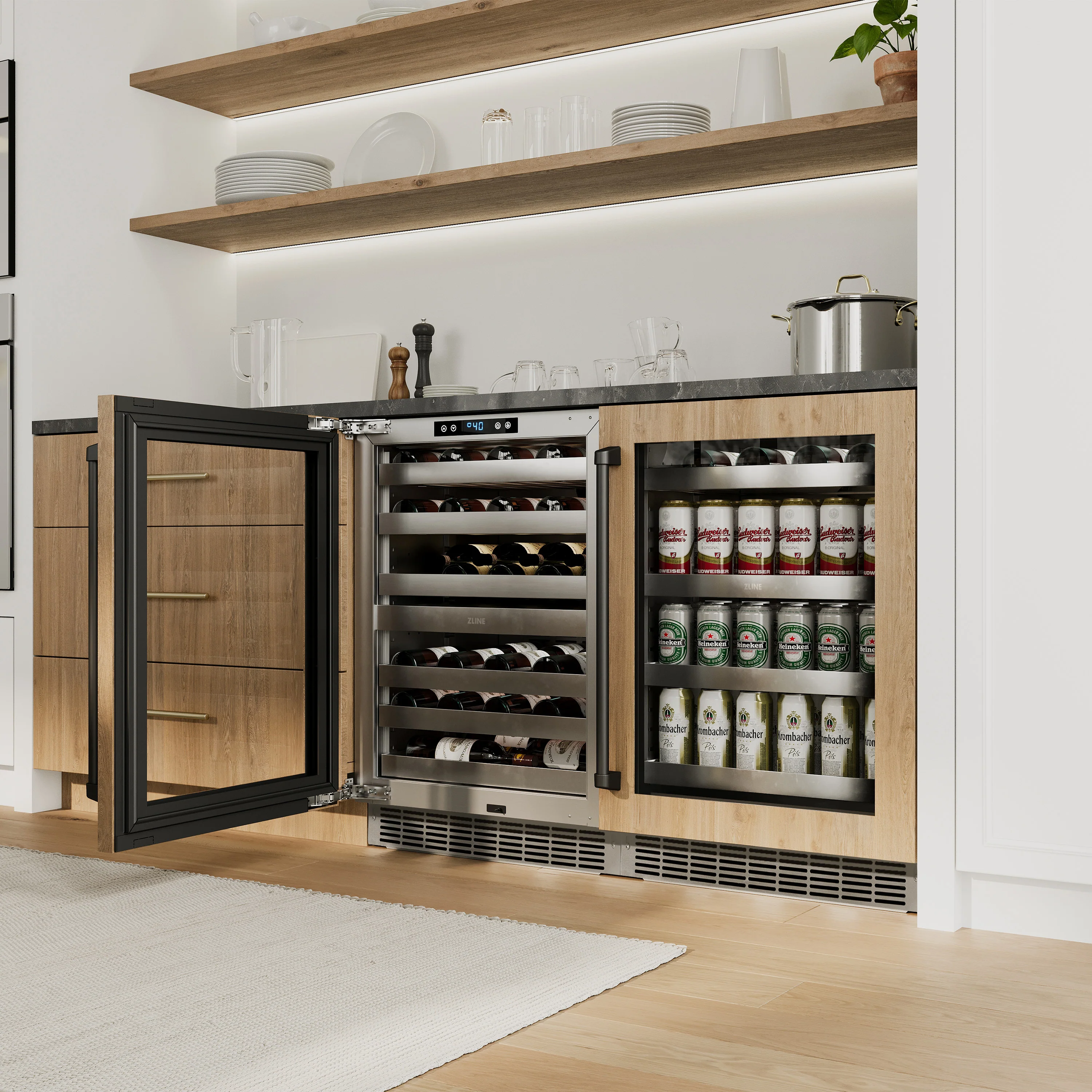 ZLINE 24 In. Touchstone Beverage Fridge with Panel-Ready Glass Door and Matte Black Handle (RBSPOZ-24-MB) - Image 20