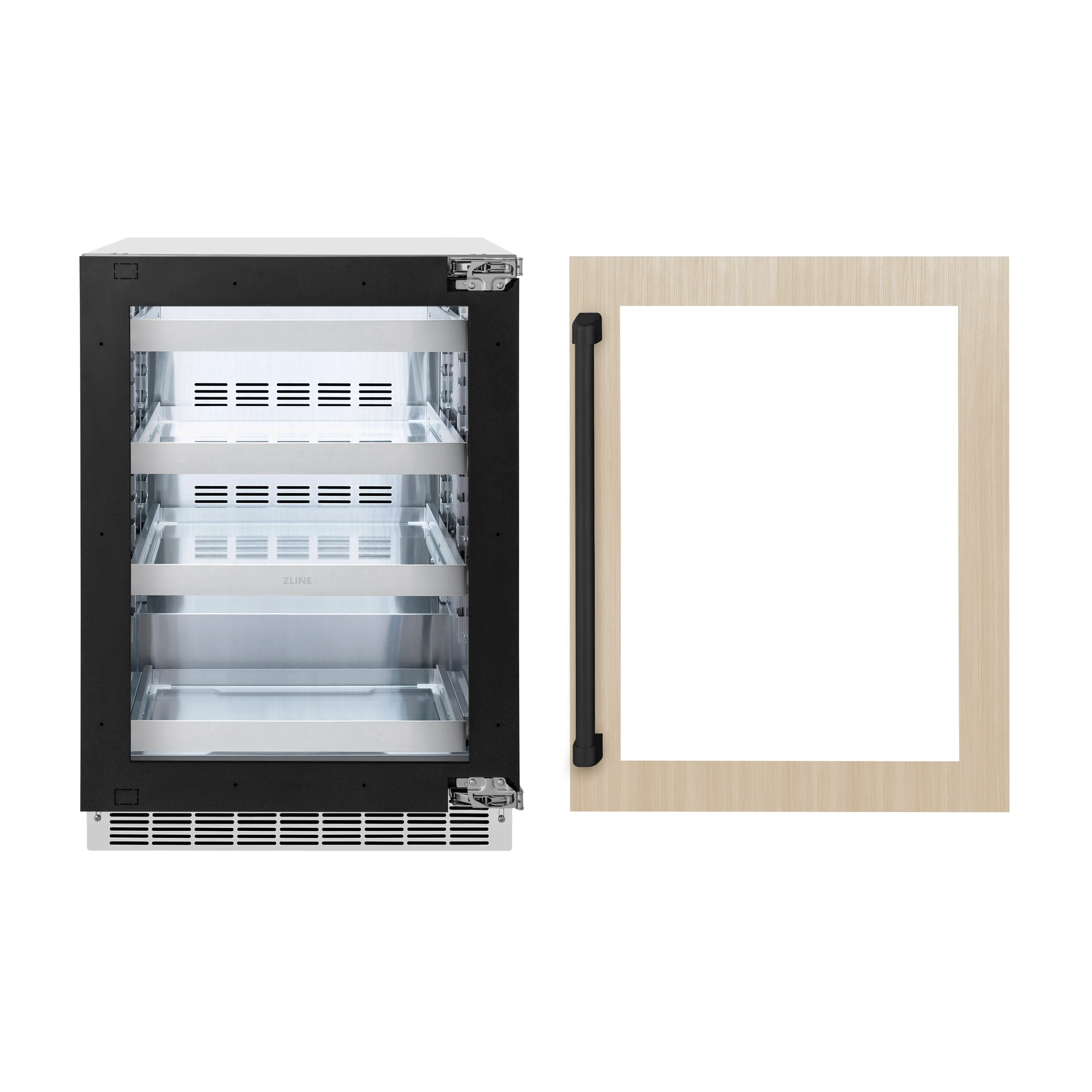 ZLINE 24 In. Touchstone Beverage Fridge with Panel-Ready Glass Door and Matte Black Handle (RBSPOZ-24-MB) - Image 3