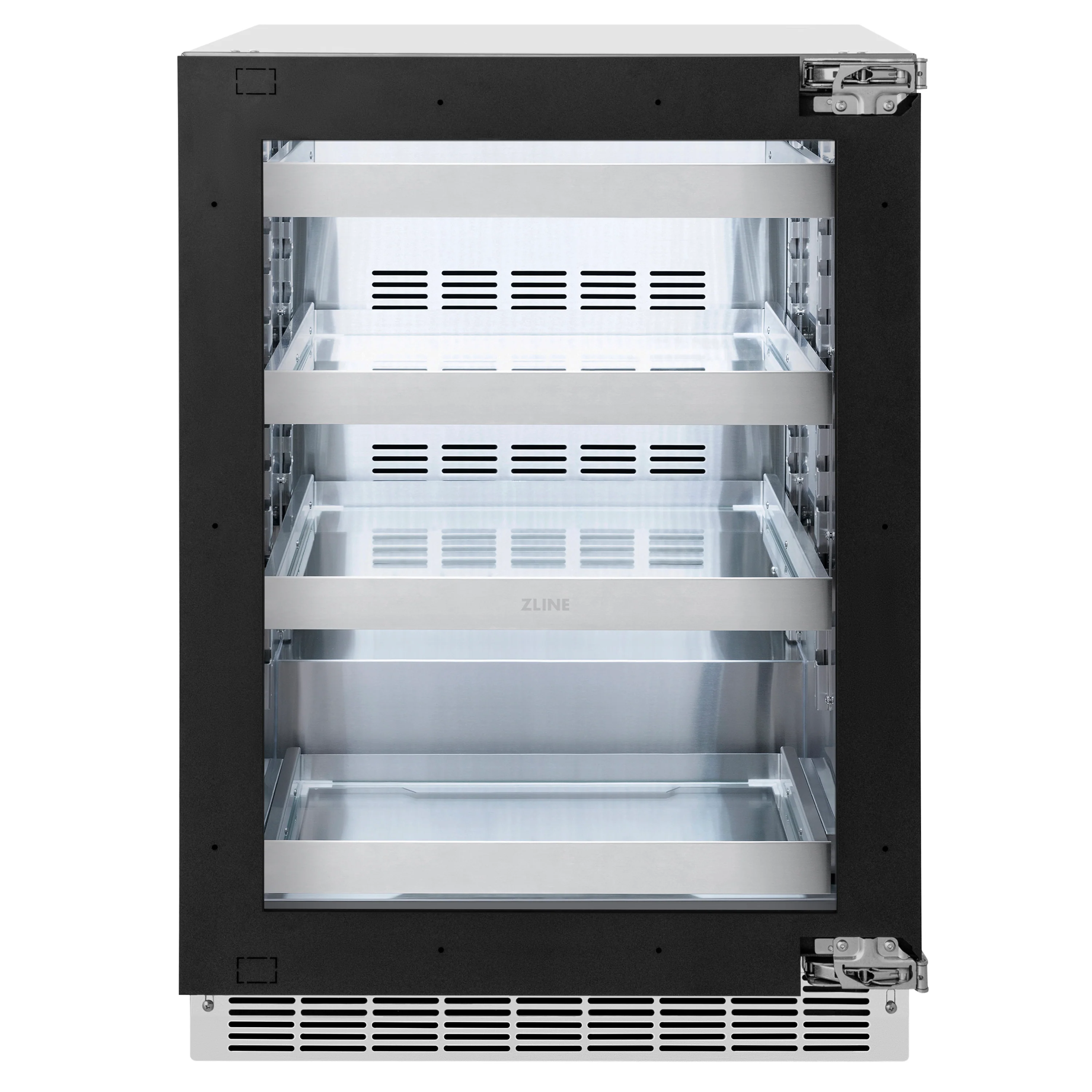 ZLINE 24 In. Touchstone Beverage Fridge with Panel-Ready Glass Door and Polished Gold Handle (RBSPOZ-24-G) - Image 4