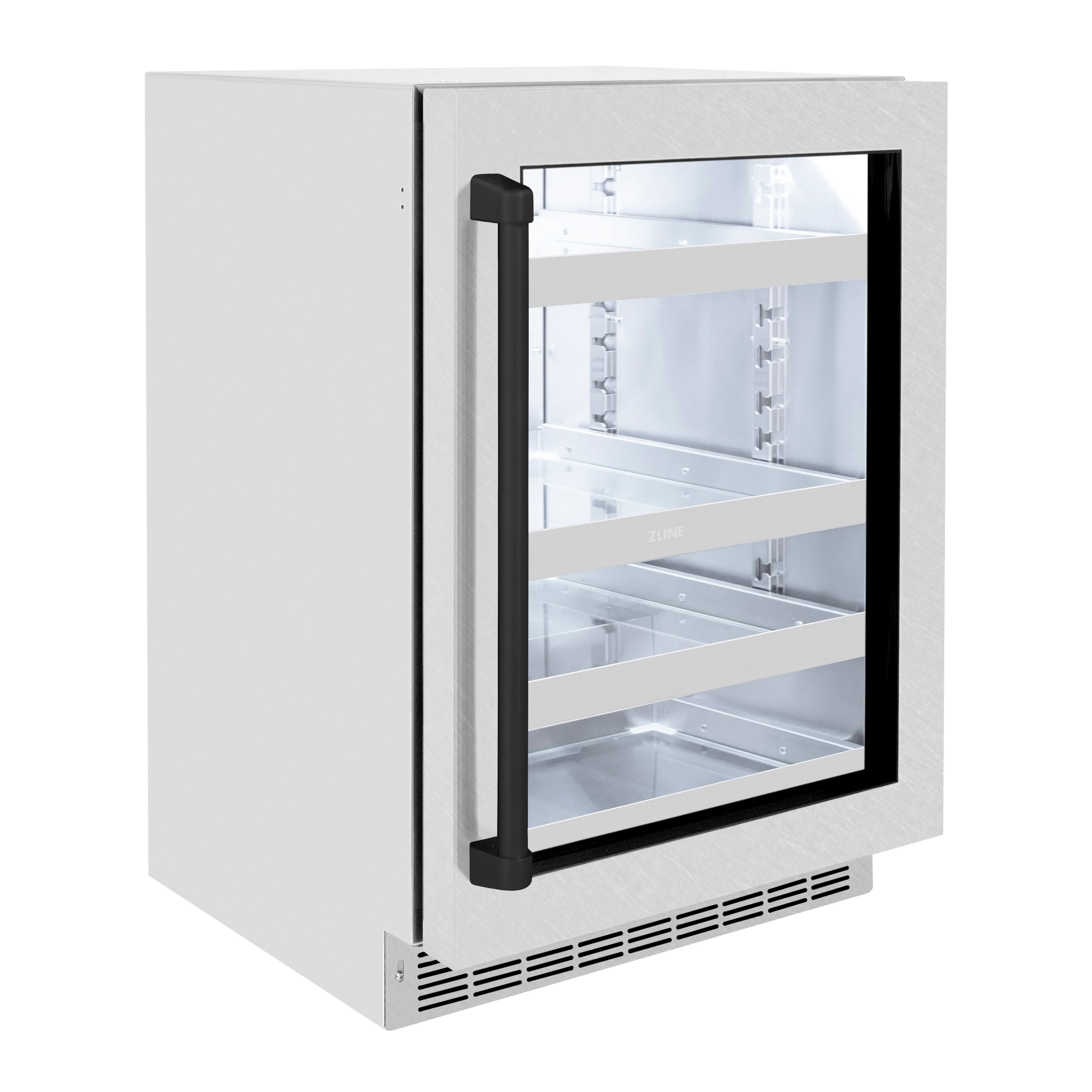 ZLINE Autograph Edition 24 in. Touchstone 151 Can Beverage Fridge With Satin Stainless Steel Glass Door And Matte Black Handle (RBSOZ-SN-24-MB) - Image 4