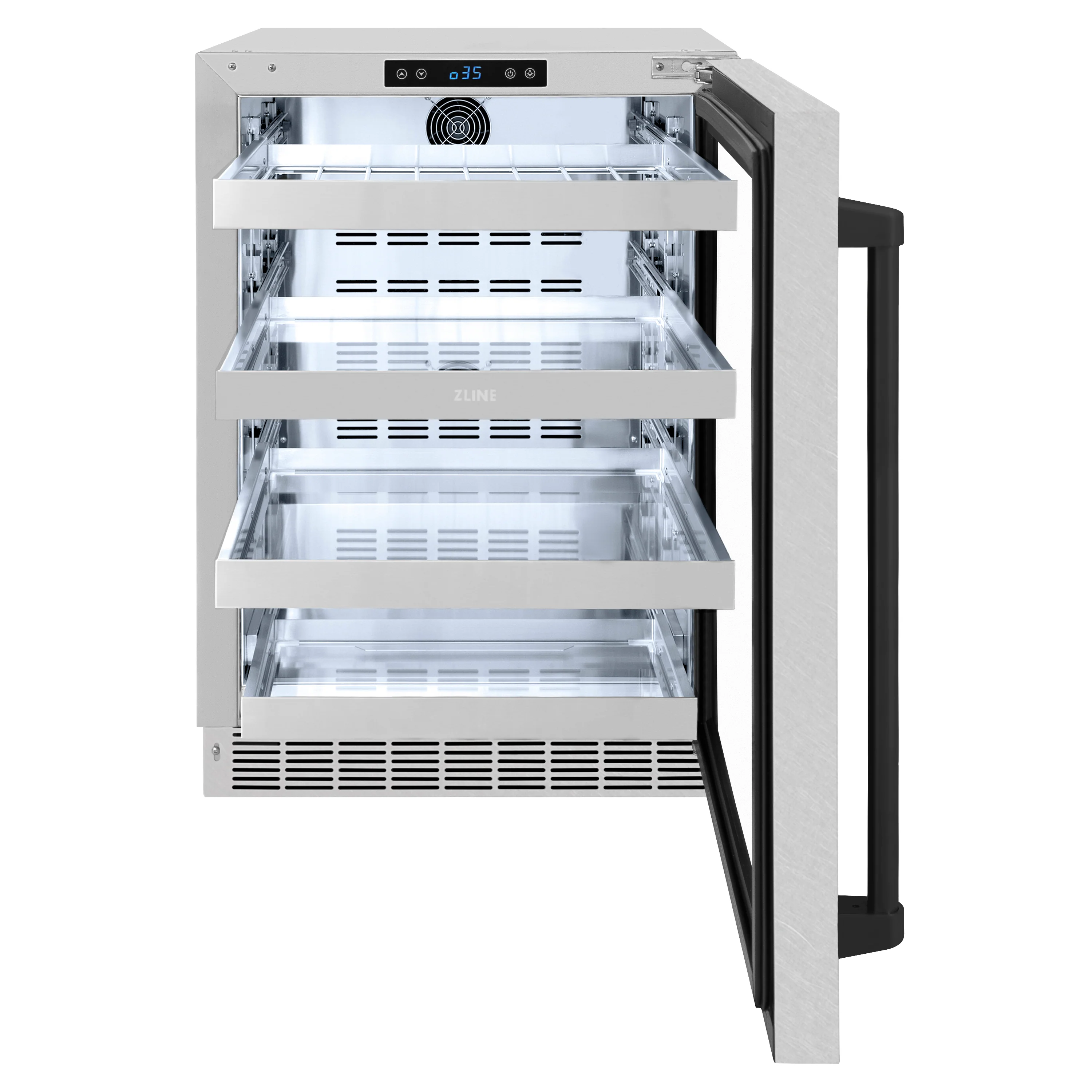 ZLINE Autograph Edition 24 in. Touchstone 151 Can Beverage Fridge With Satin Stainless Steel Glass Door And Matte Black Handle (RBSOZ-SN-24-MB) - Image 6