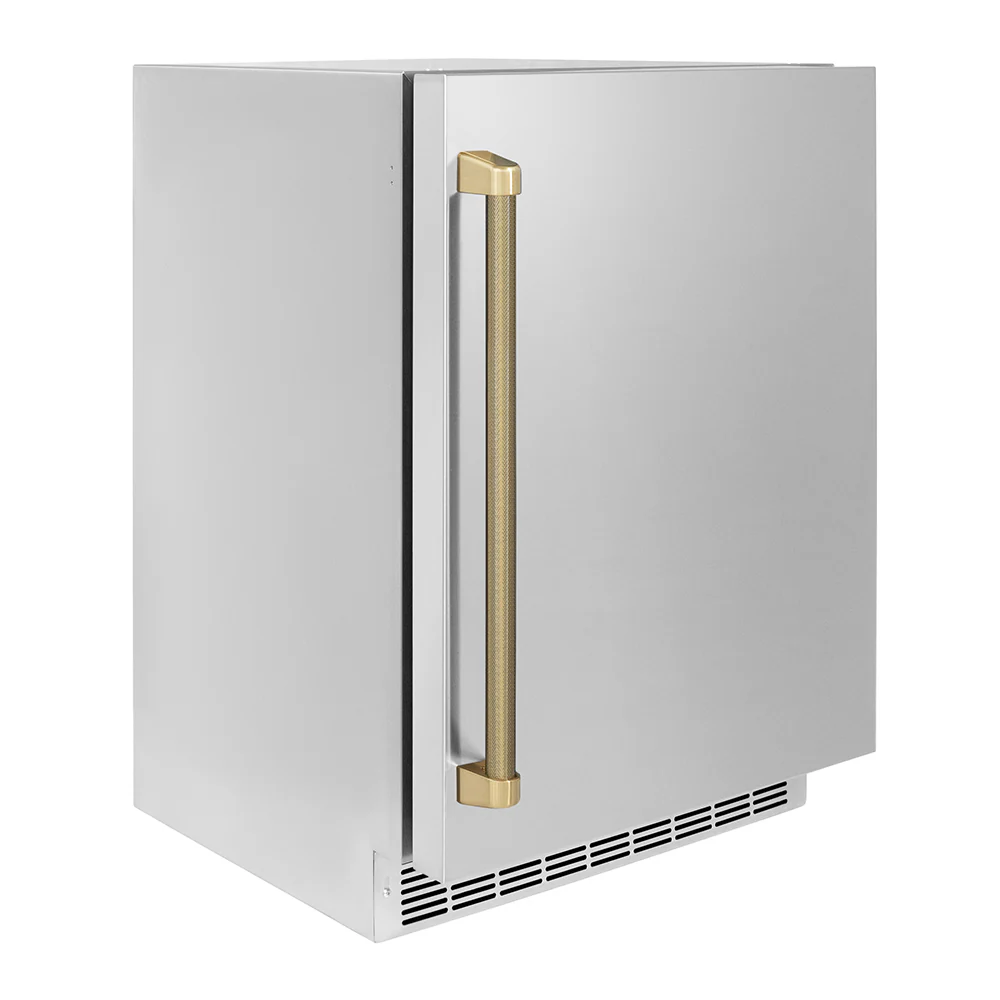 ZLINE Autograph Edition 24 in. Touchstone 151 Can Beverage Fridge with Solid Stainless Steel Door and Champagne Bronze Helix Handle (RBSOZ-ST-24-KCB) - Image 3