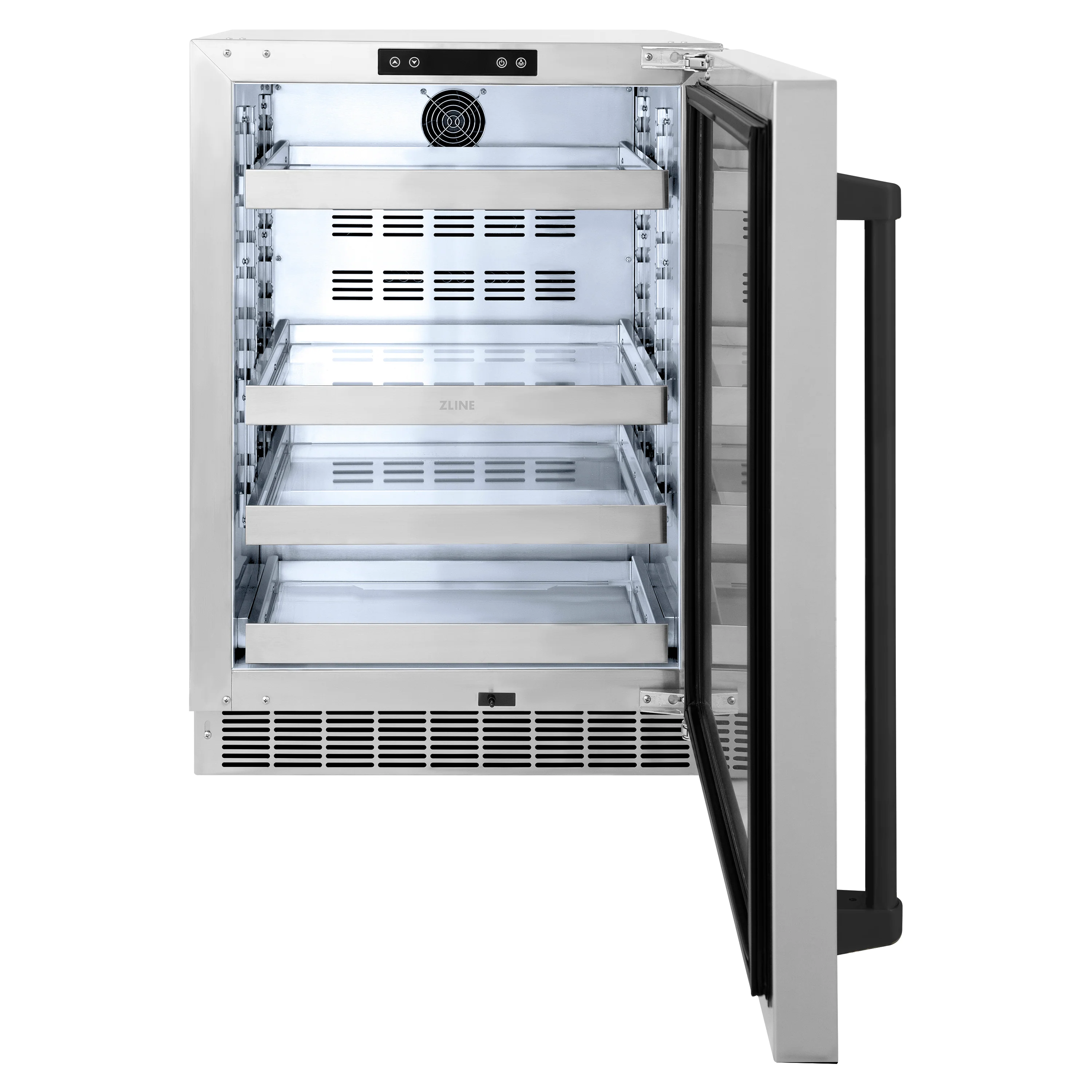 ZLINE Autograph Edition 24 in. Touchstone 151 Can Beverage Fridge With Solid Stainless Steel Door And Matte Black Handle (RBSOZ-ST-24-MB) - Image 3