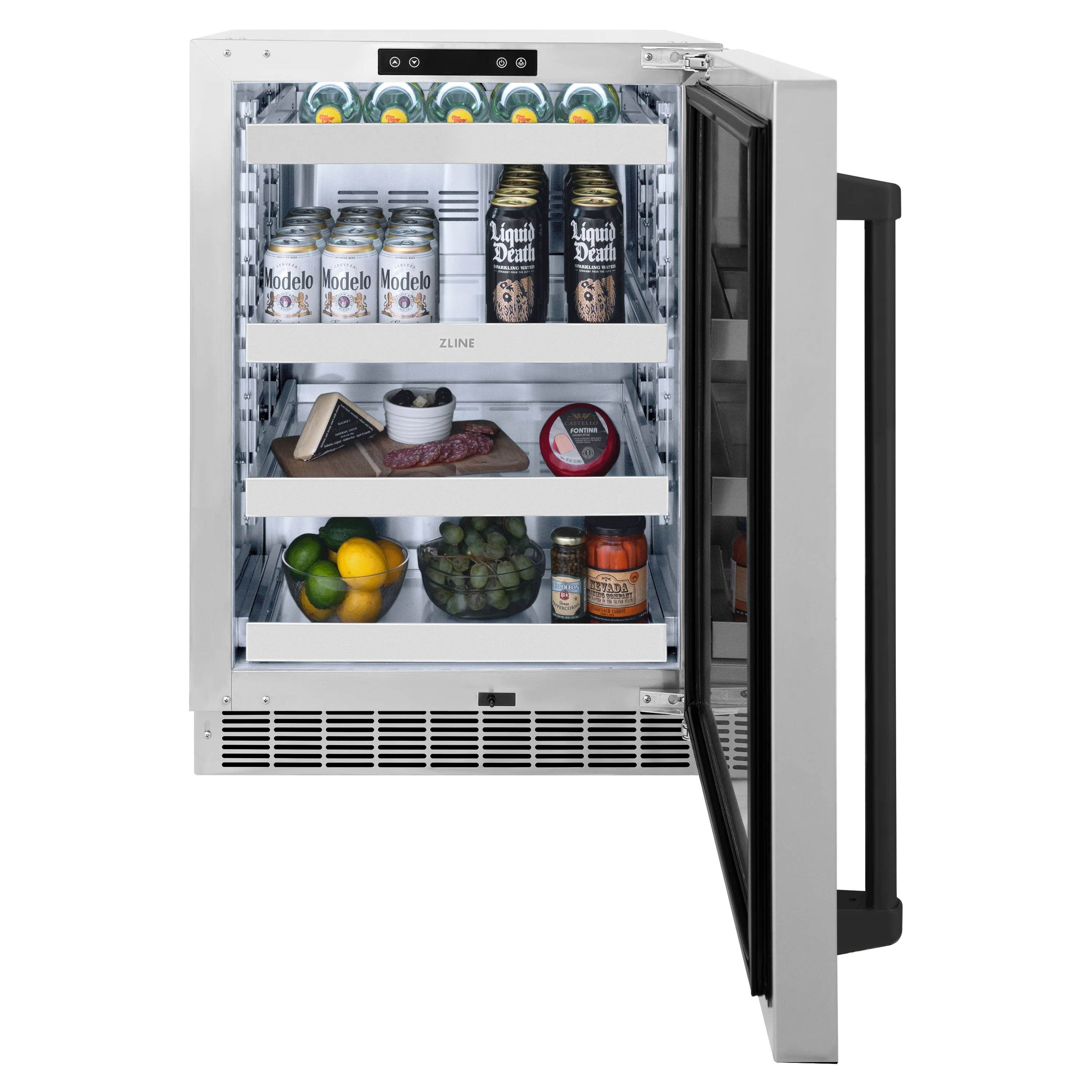 ZLINE Autograph Edition 24 in. Touchstone 151 Can Beverage Fridge With Solid Stainless Steel Door And Matte Black Handle (RBSOZ-ST-24-MB) - Image 4