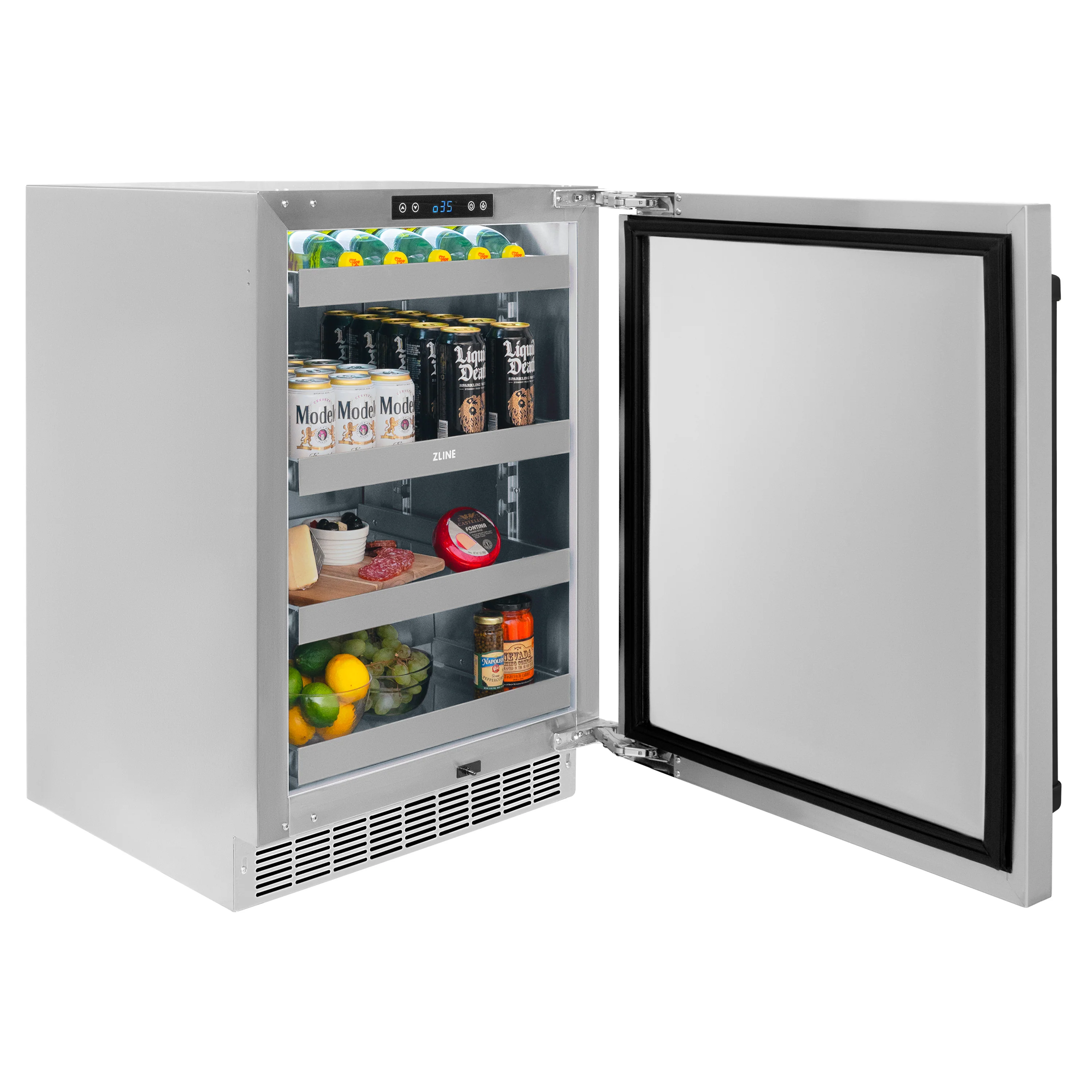 ZLINE Autograph Edition 24 in. Touchstone 151 Can Beverage Fridge With Solid Stainless Steel Door And Matte Black Handle (RBSOZ-ST-24-MB) - Image 7