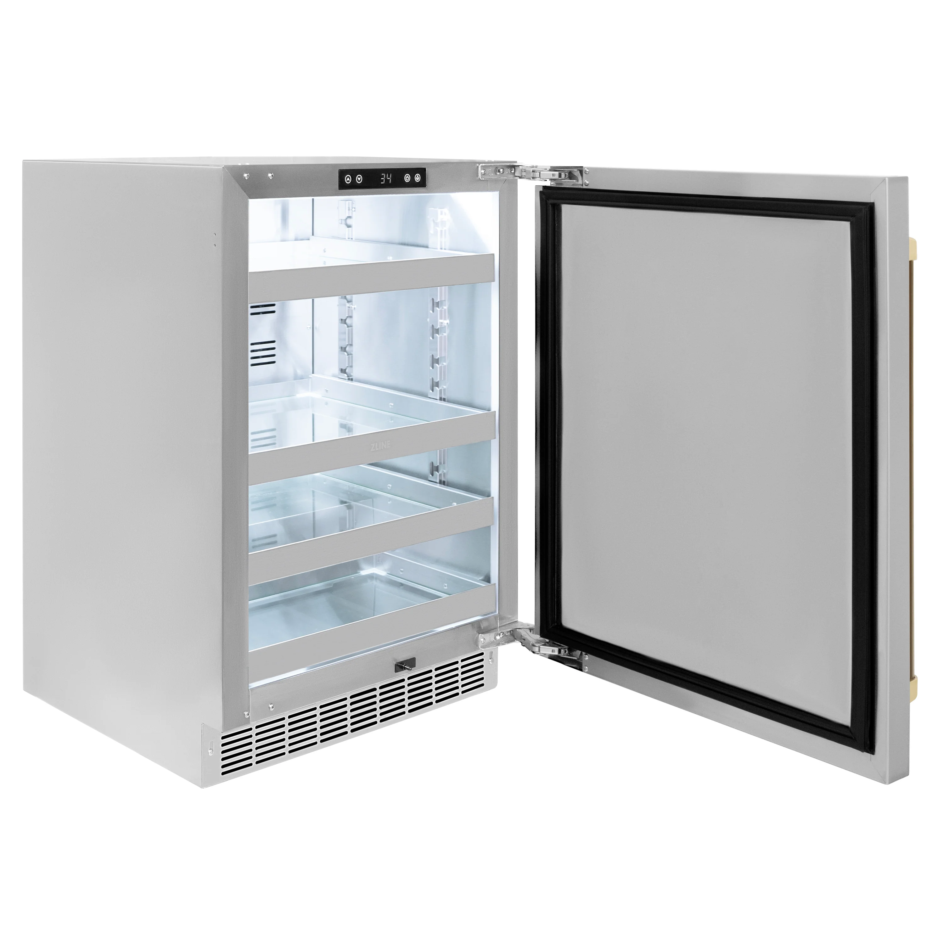 ZLINE Autograph Edition 24 in. Touchstone 151 Can Beverage Fridge With Solid Stainless Steel Door And Champagne Bronze Handle (RBSOZ-ST-24-CB) - Image 6