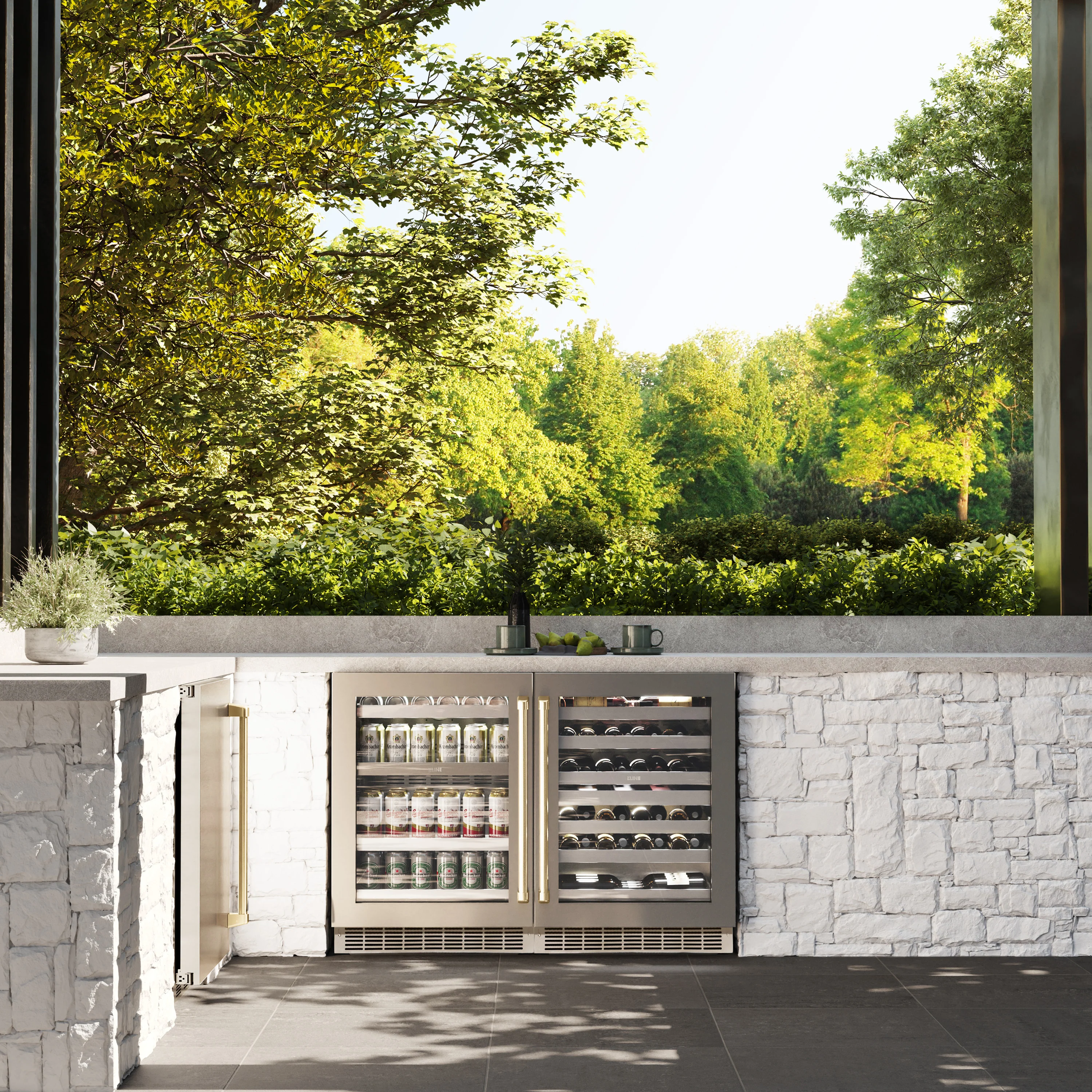 ZLINE 24 In. Touchstone Beverage Fridge with Stainless Steel Glass Door and Champagne Bronze Handle (RBSOZ-GS-24-CB) - Image 16