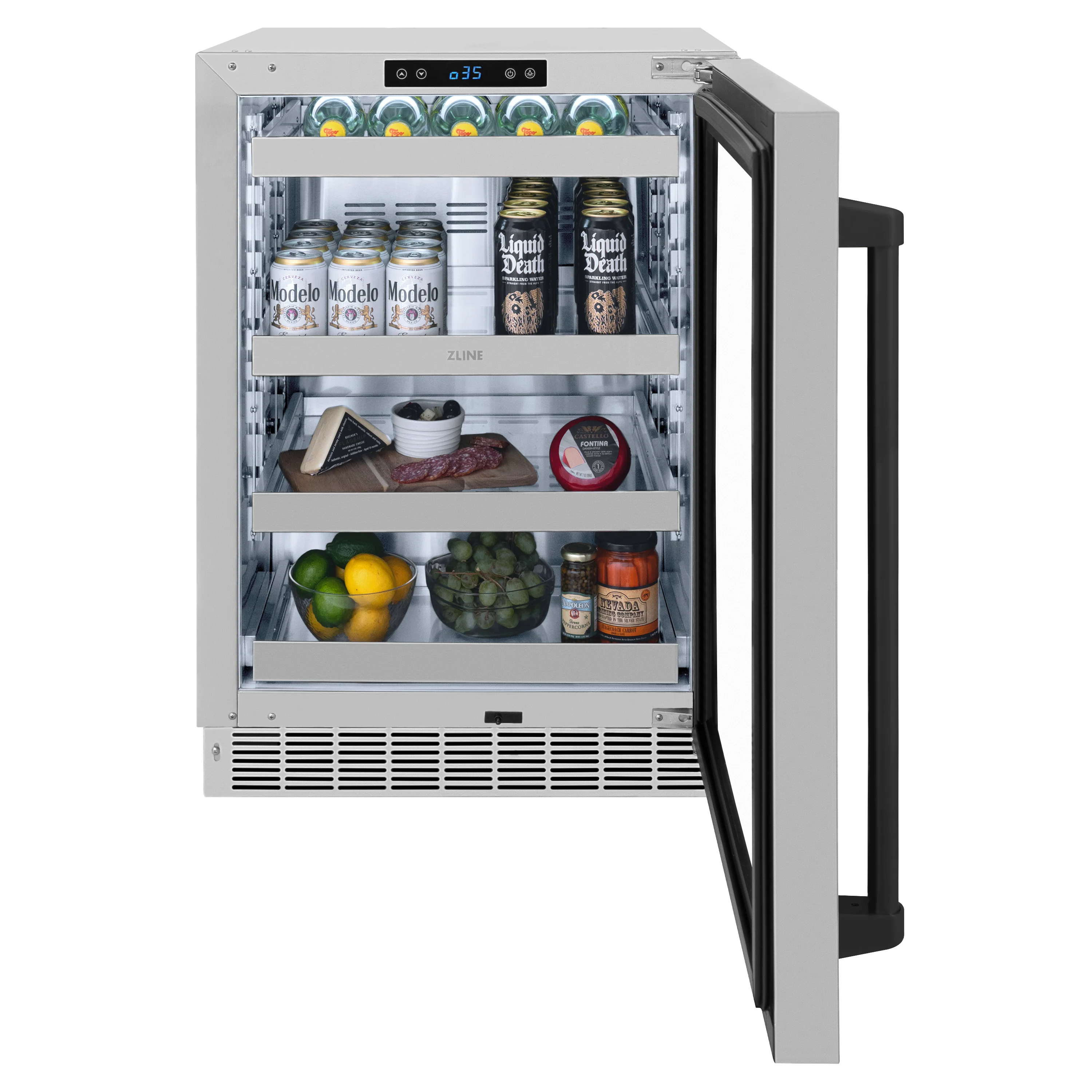 ZLINE 24 In. Touchstone Beverage Fridge with Stainless Steel Glass Door and Matte Black Handle (RBSOZ-GS-24-MB) - Image 3