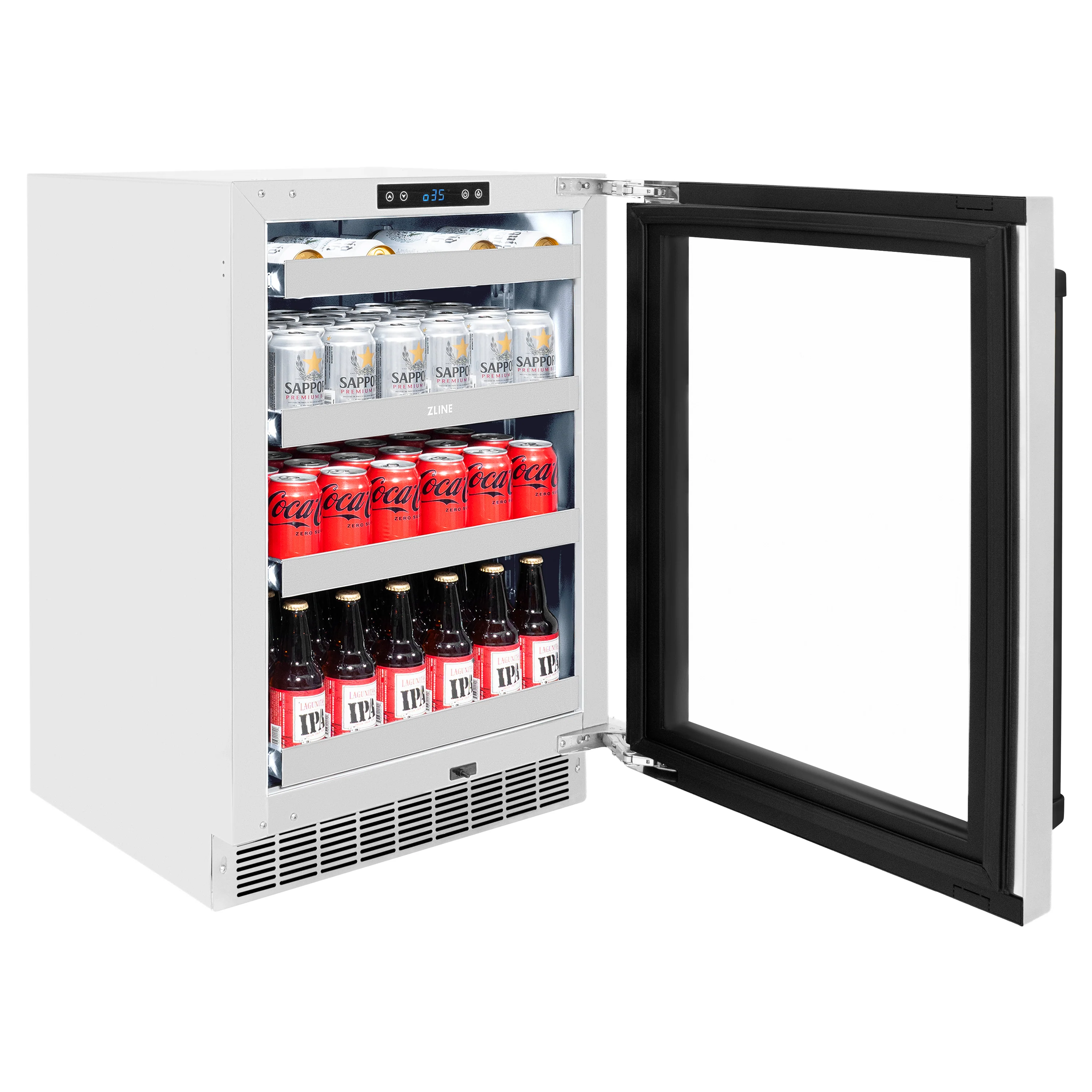 ZLINE 24 In. Touchstone Beverage Fridge with Stainless Steel Glass Door and Matte Black Handle (RBSOZ-GS-24-MB) - Image 6