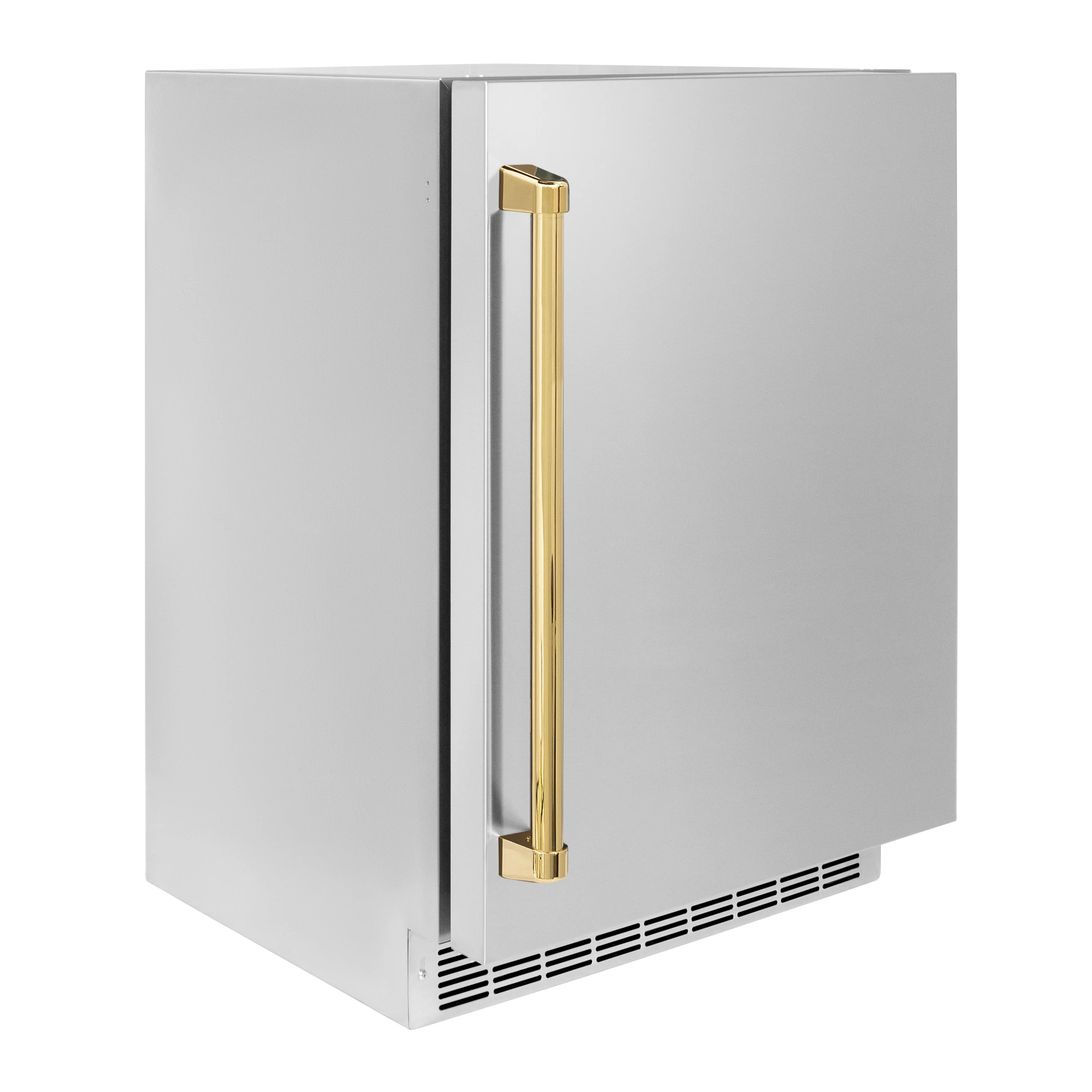 ZLINE Autograph Edition 24 in. Touchstone 151 Can Beverage Fridge With Solid Stainless Steel Door And Polished Gold Handle (RBSOZ-ST-24-G) - Image 4