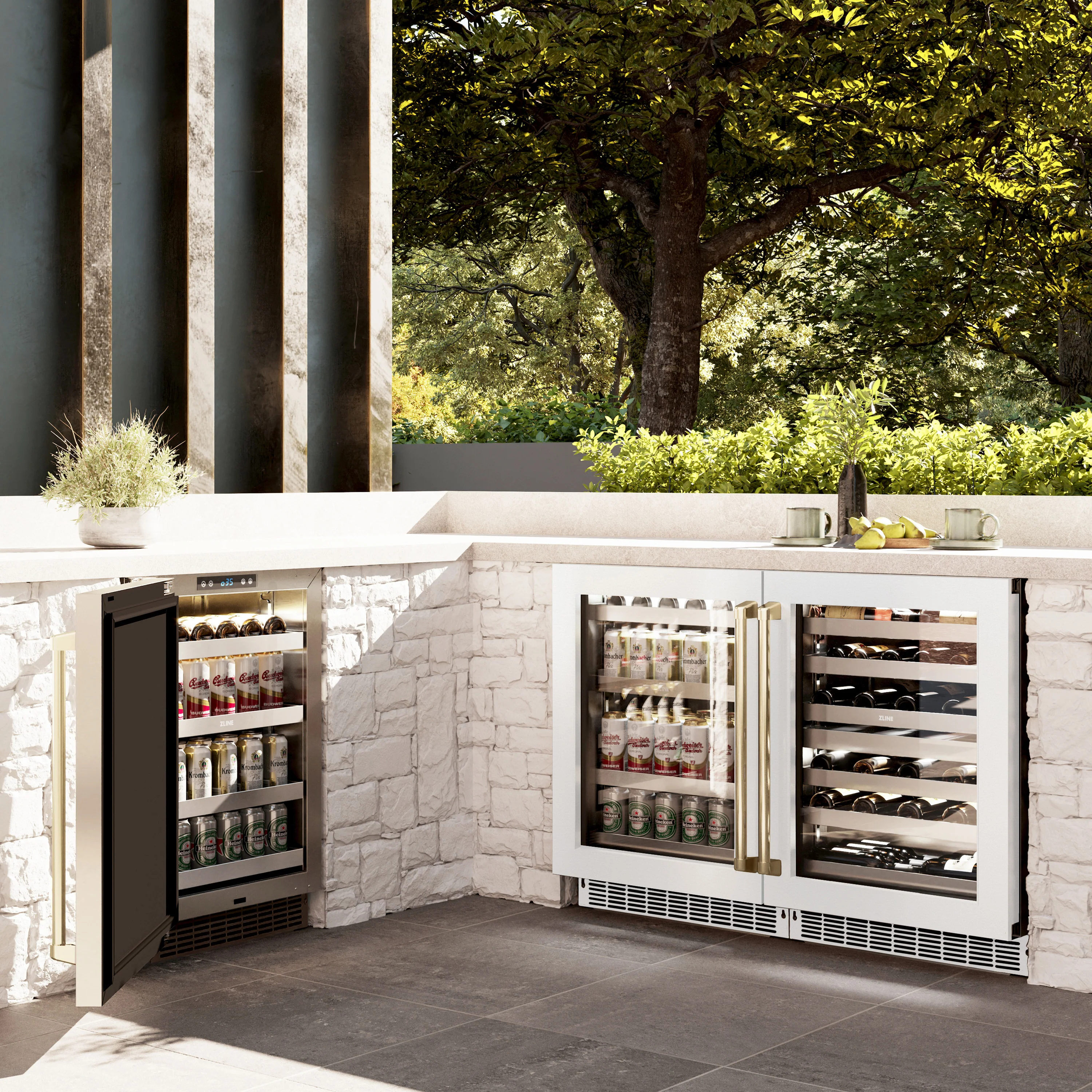 ZLINE Autograph Edition 24 in. Touchstone 151 Can Beverage Fridge With White Matte Glass Door And Champagne Bronze Handle (RBSOZ-WM-24-CB) - Image 10