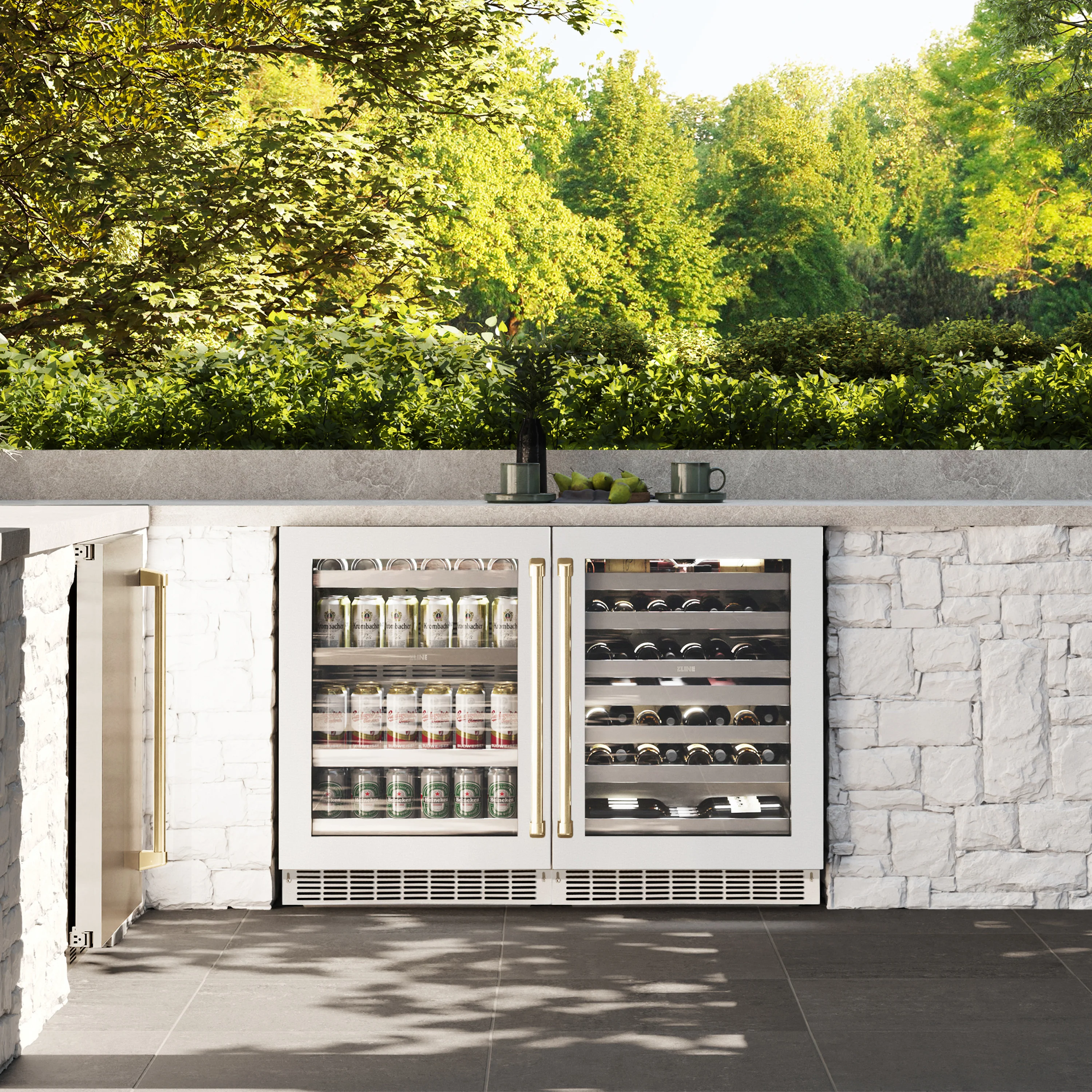 ZLINE Autograph Edition 24 in. Touchstone 151 Can Beverage Fridge With White Matte Glass Door And Champagne Bronze Handle (RBSOZ-WM-24-CB) - Image 2