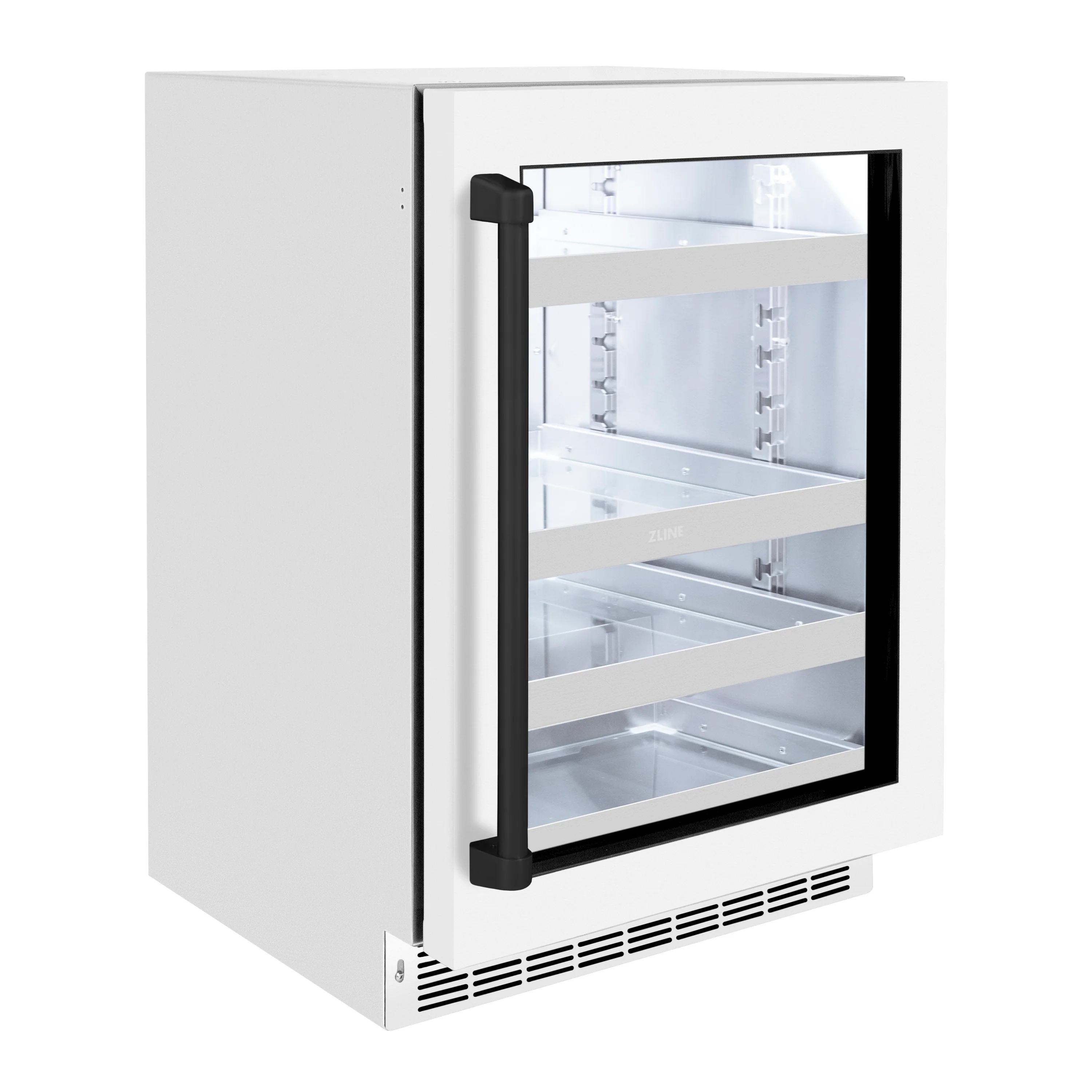 ZLINE Autograph Edition 24 in. Touchstone 151 Can Beverage Fridge With White Matte Glass Door And Matte Black Handle (RBSOZ-WM-24-MB) - Image 3