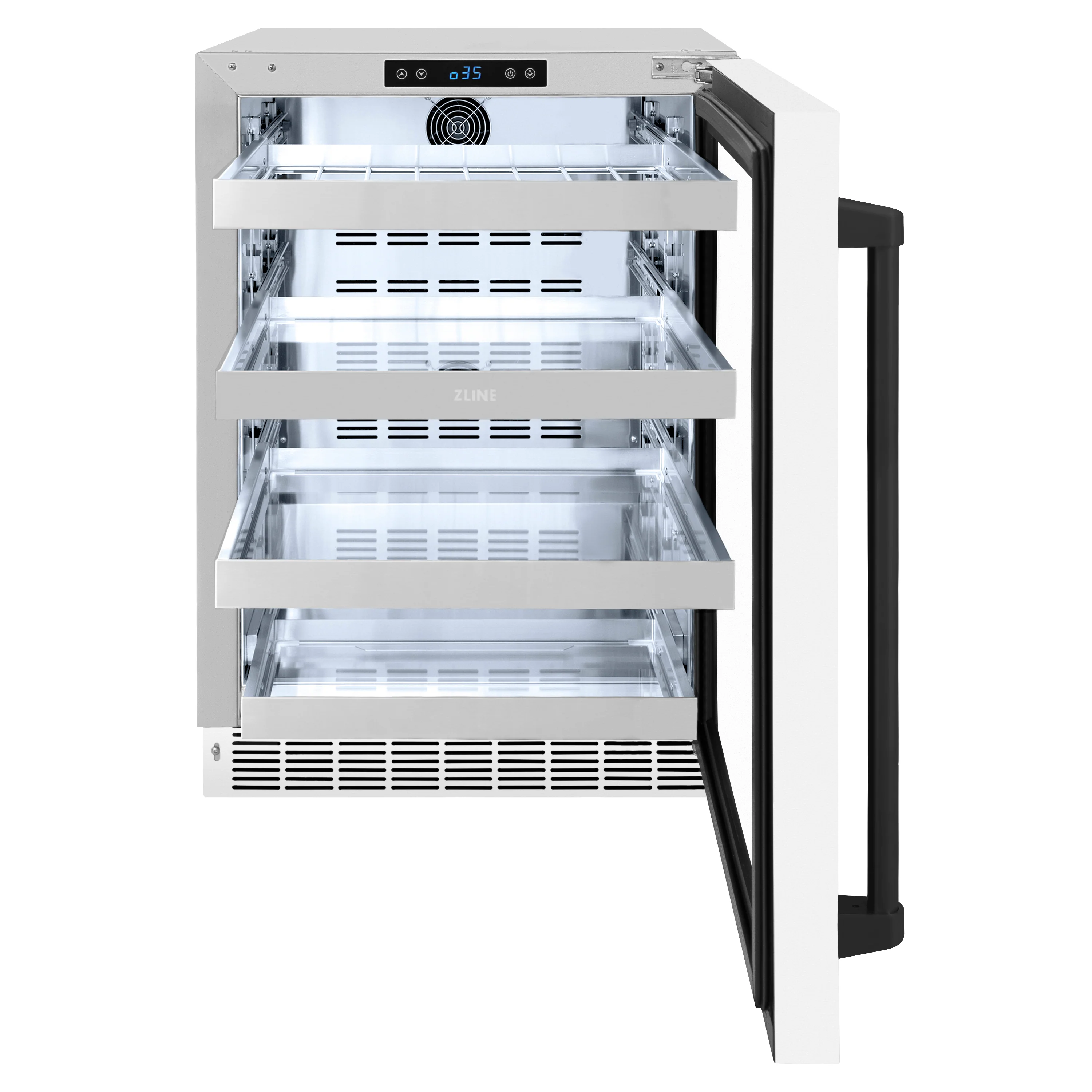 ZLINE Autograph Edition 24 in. Touchstone 151 Can Beverage Fridge With White Matte Glass Door And Matte Black Handle (RBSOZ-WM-24-MB) - Image 4