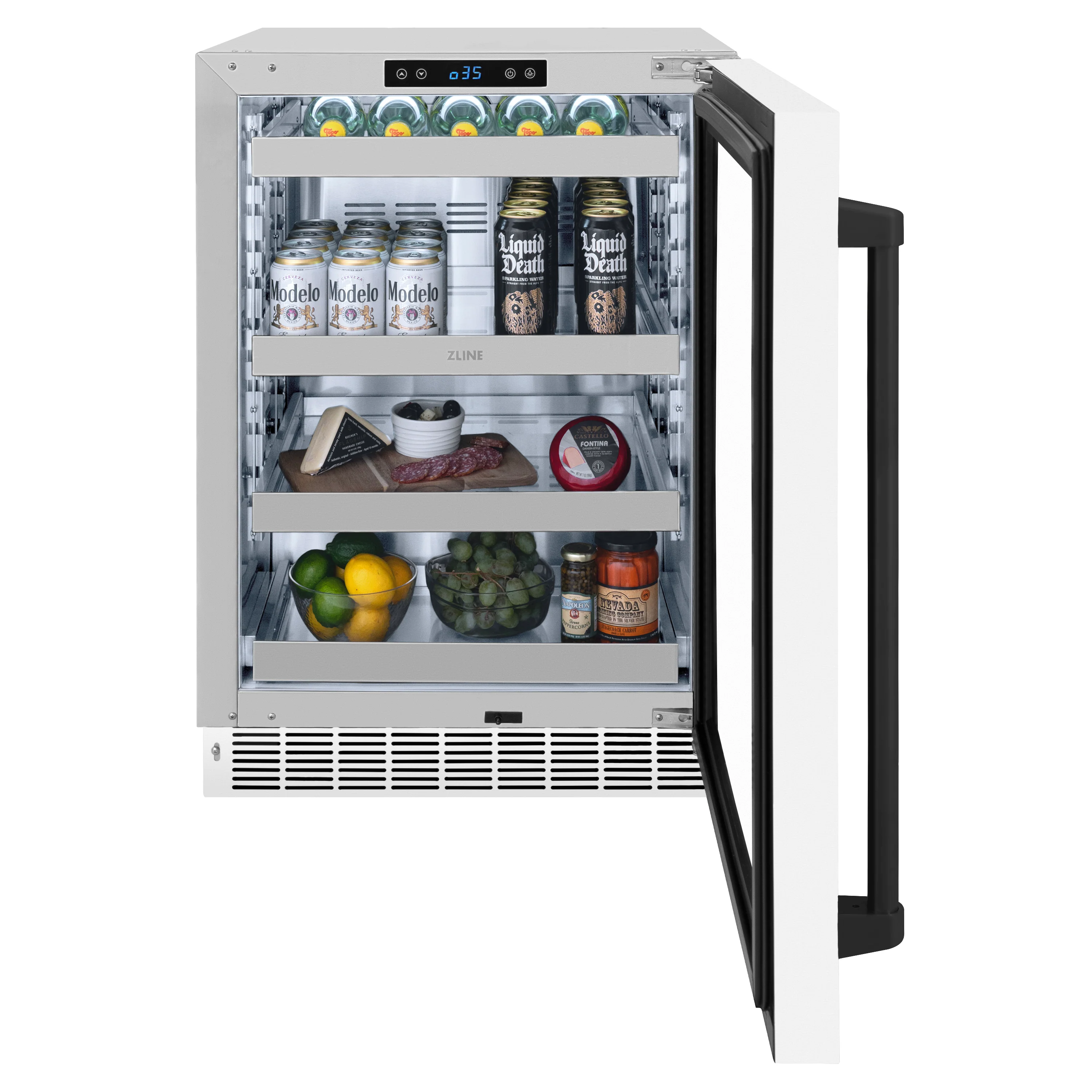 ZLINE Autograph Edition 24 in. Touchstone 151 Can Beverage Fridge With White Matte Glass Door And Matte Black Handle (RBSOZ-WM-24-MB) - Image 5
